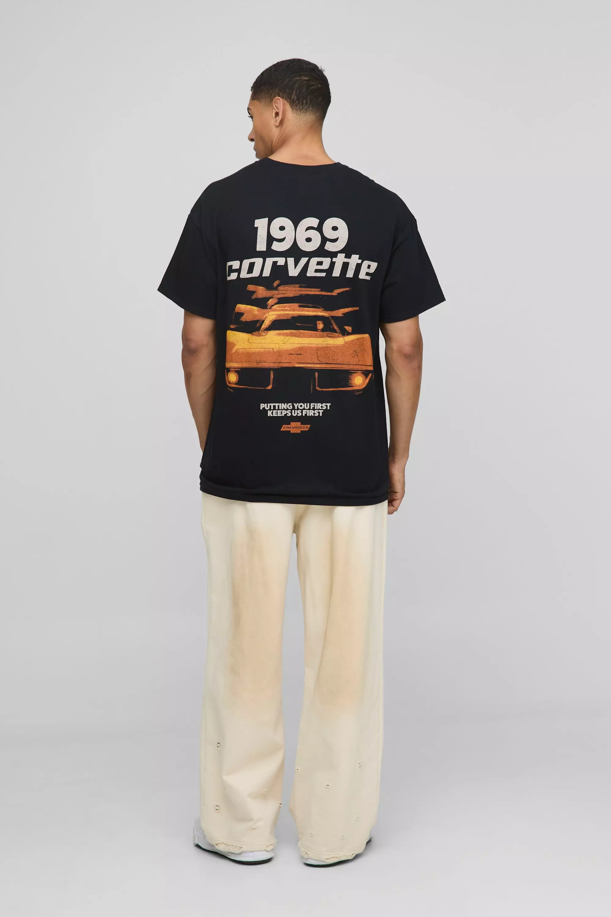Oversized Corvette Car License T-Shirt | boohooMAN USA