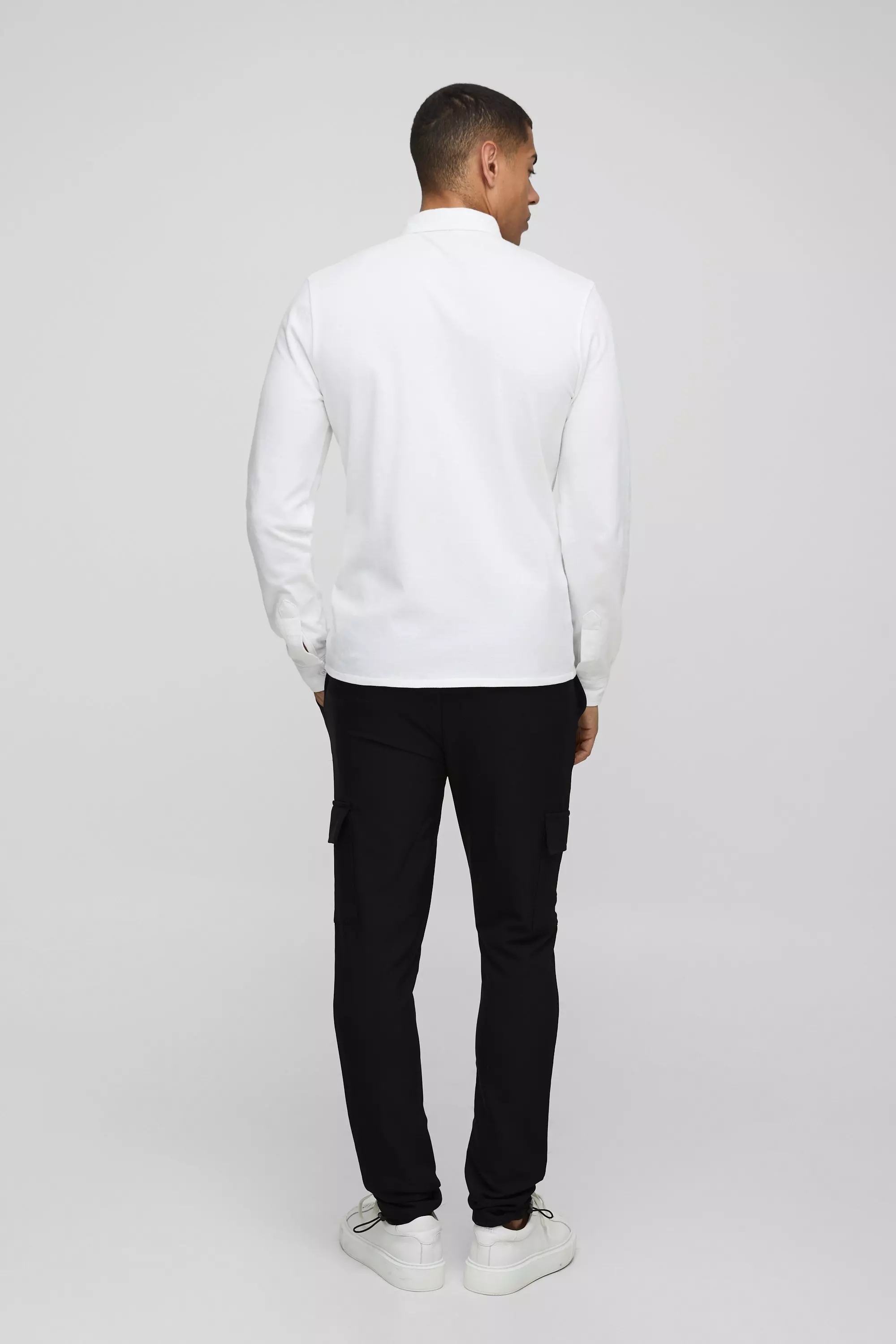 Elasticated Waist Technical Stretch Skinny Cargo Pants | boohooMAN USA