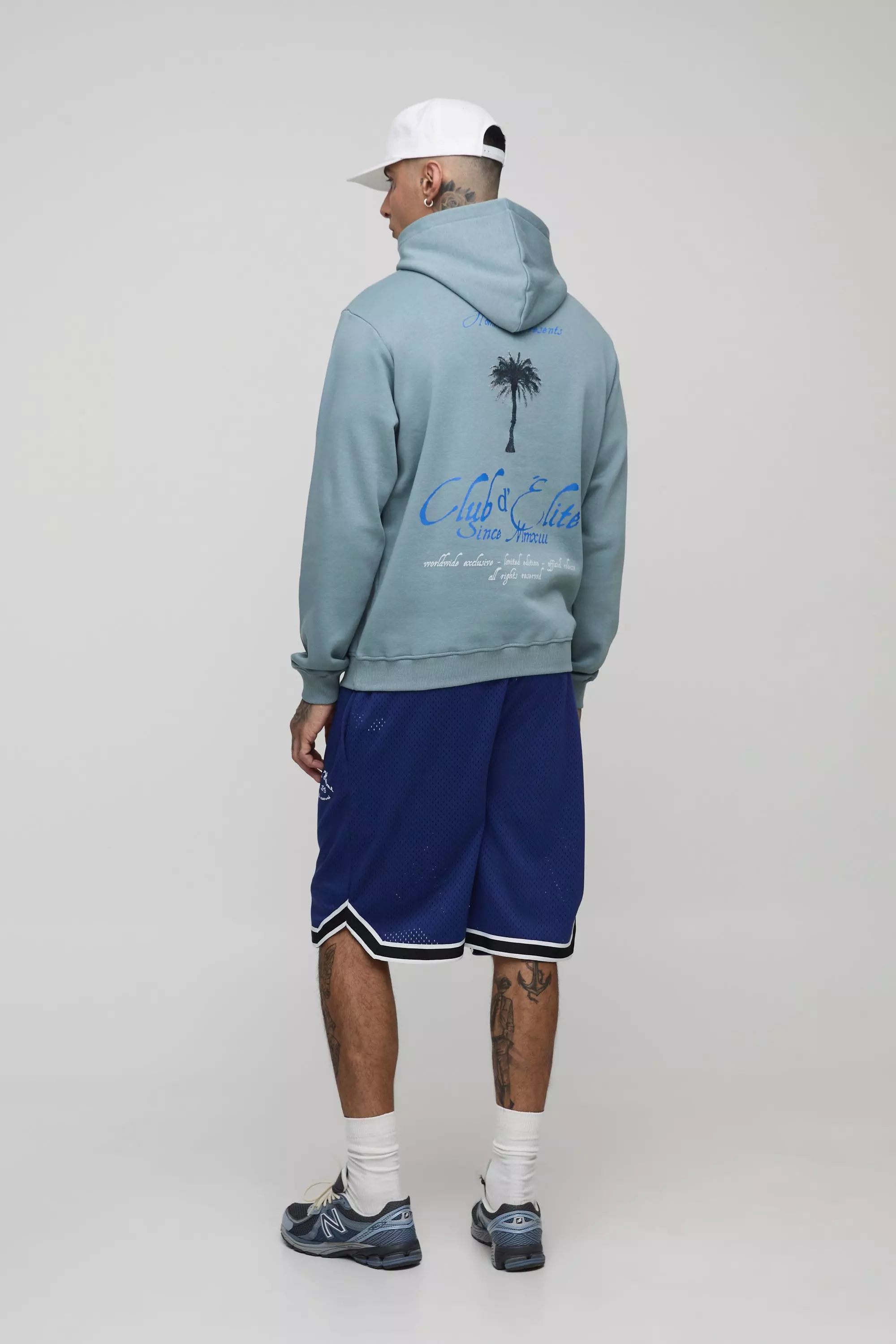 Tall Palm Print Garment Washed Regular Fit Hoodie | boohooMAN USA