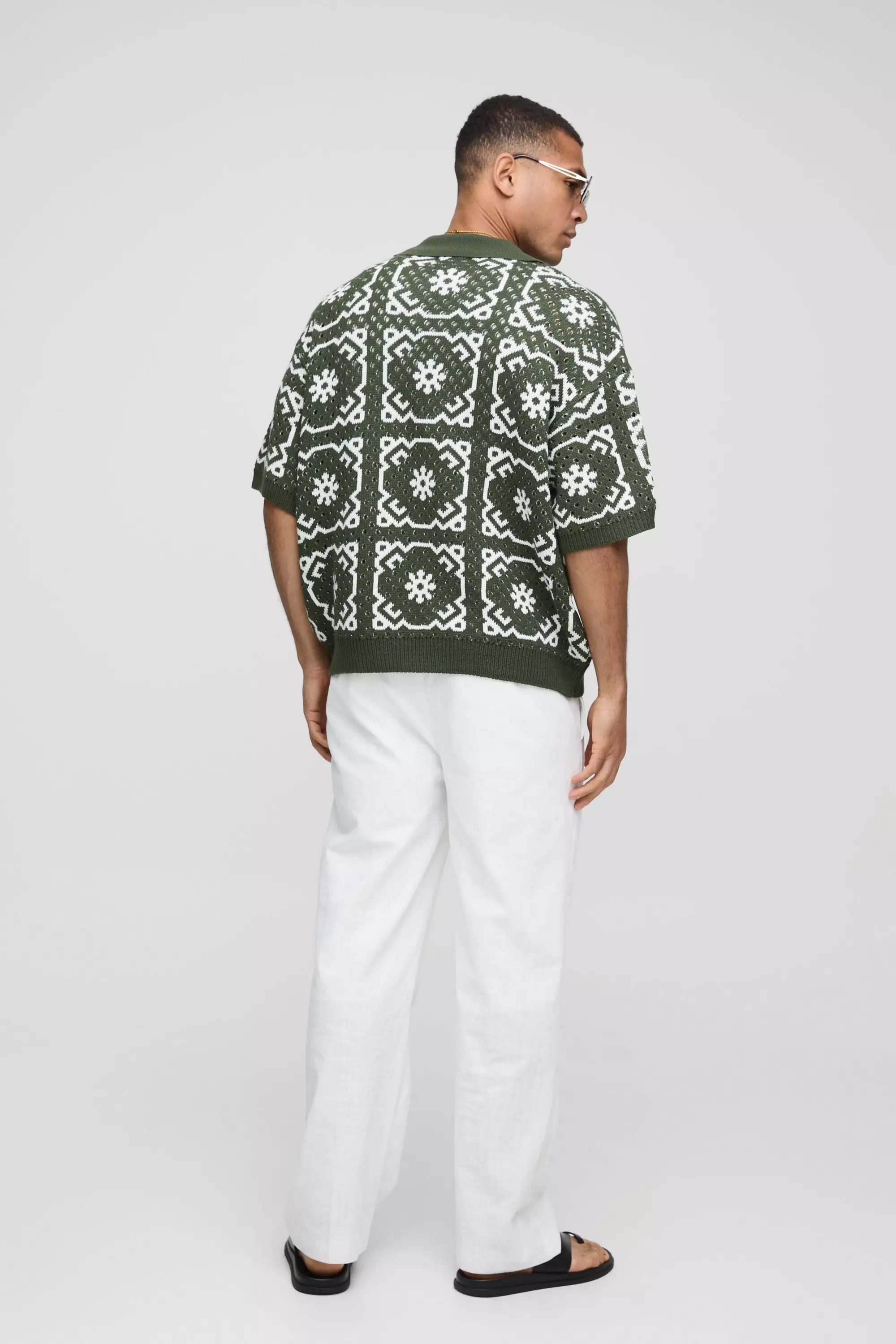 Kastiges Oversize Häkel-Poloshirt, Forest alternatives Bild