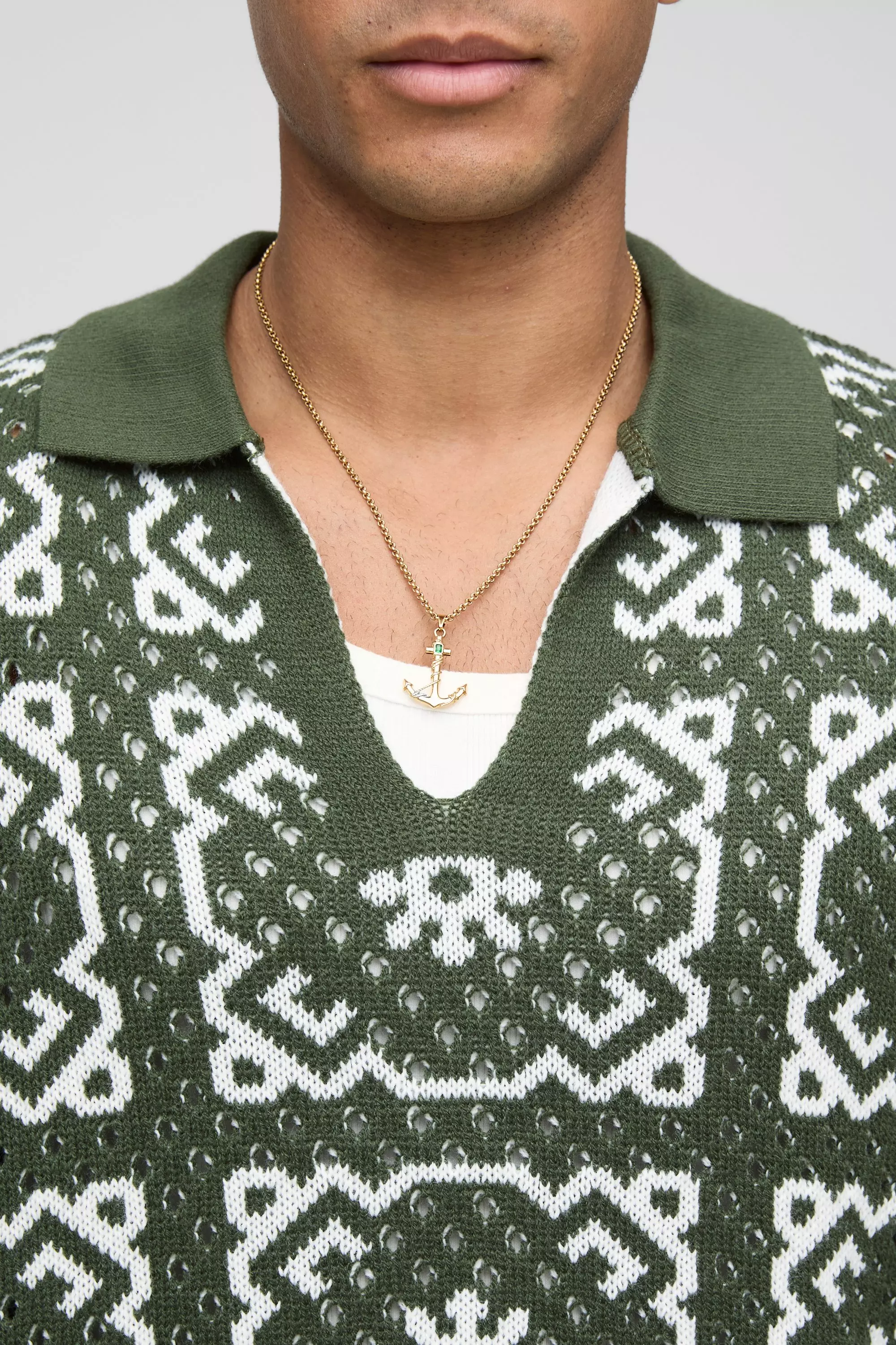 Kastiges Oversize Häkel-Poloshirt, Forest alternatives Bild