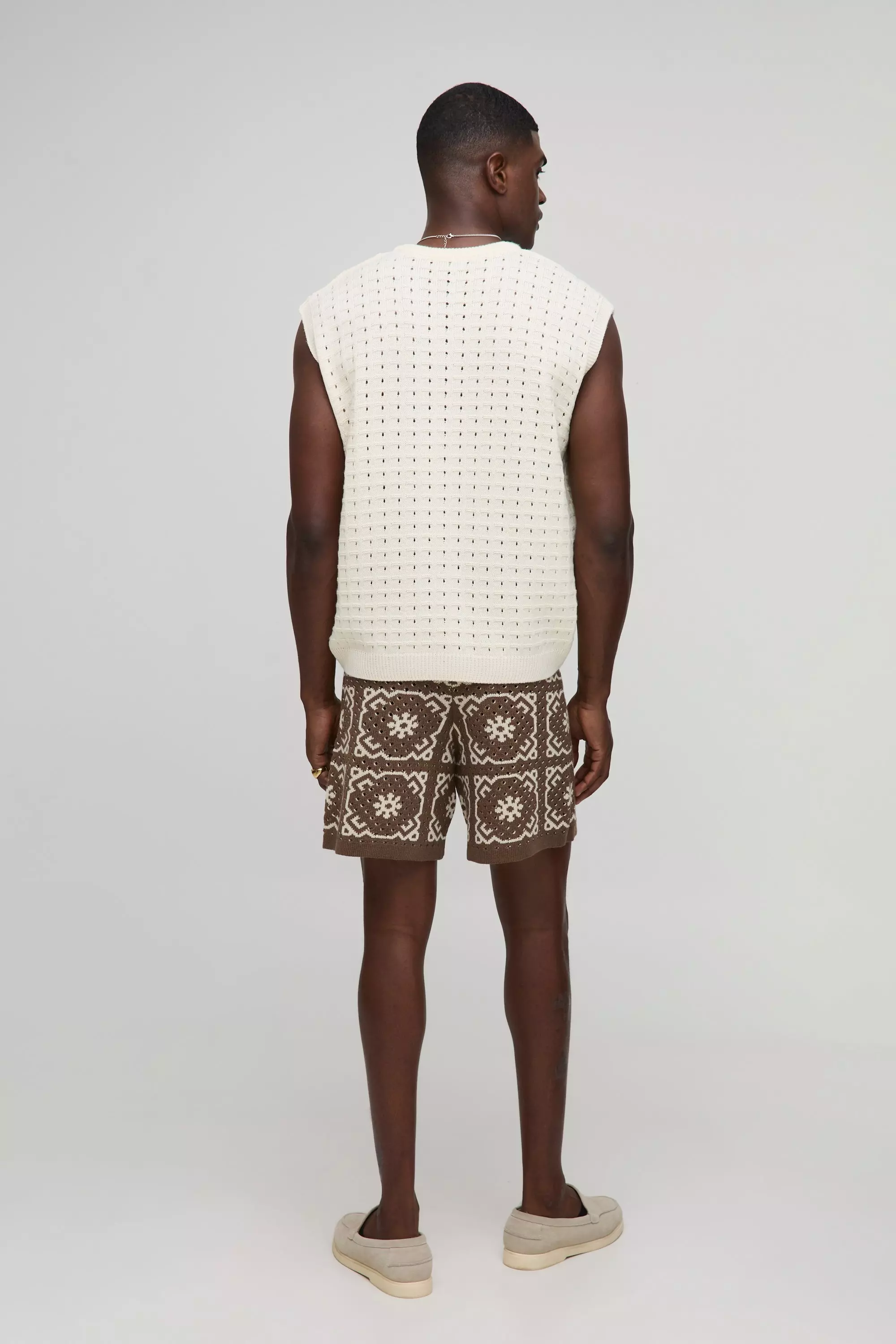 Relaxed Crochet Knitted Short | boohooMAN USA