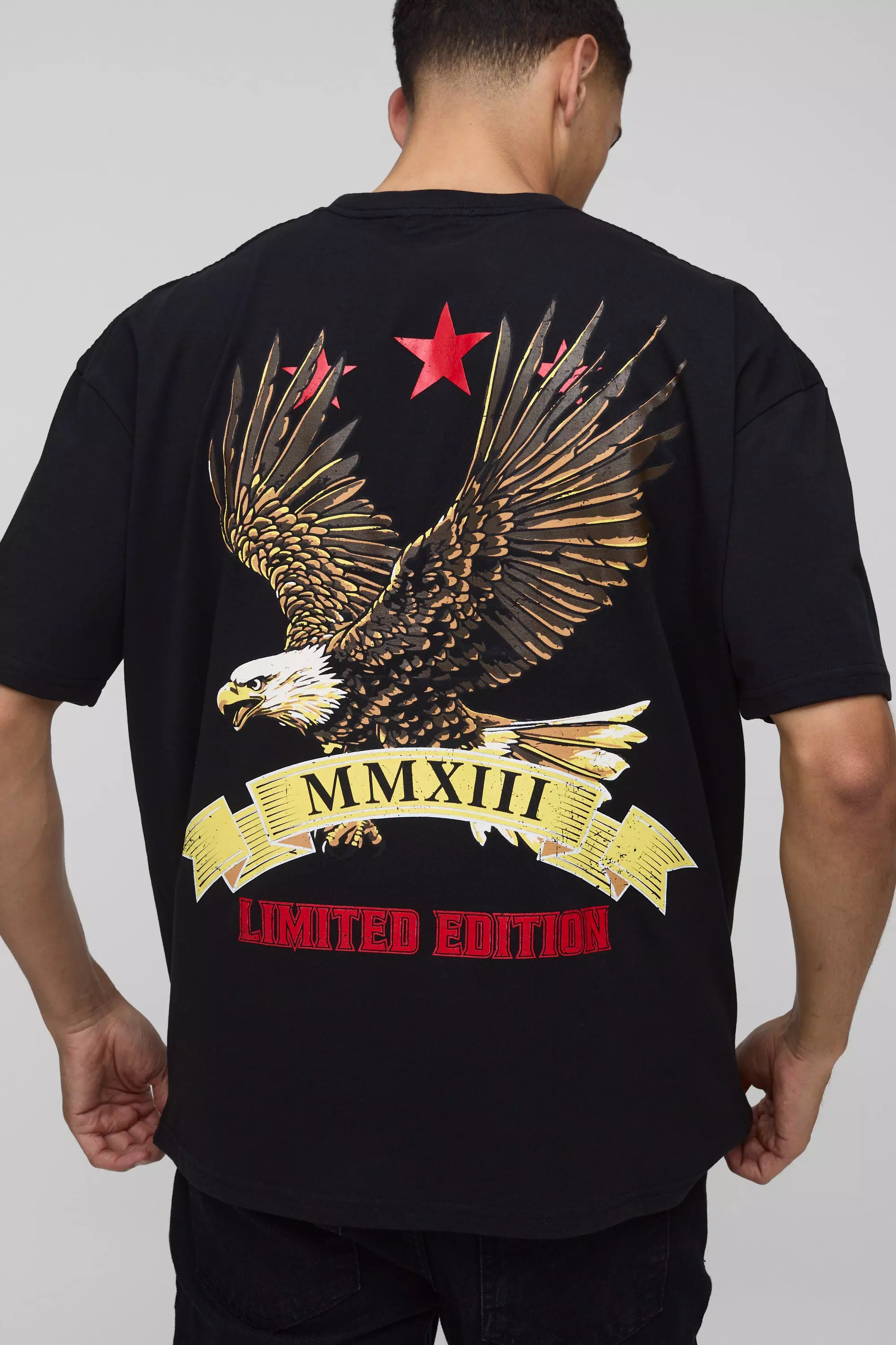Black Oversized Limited Edition Bird Graphic T-Shirt alternative image
