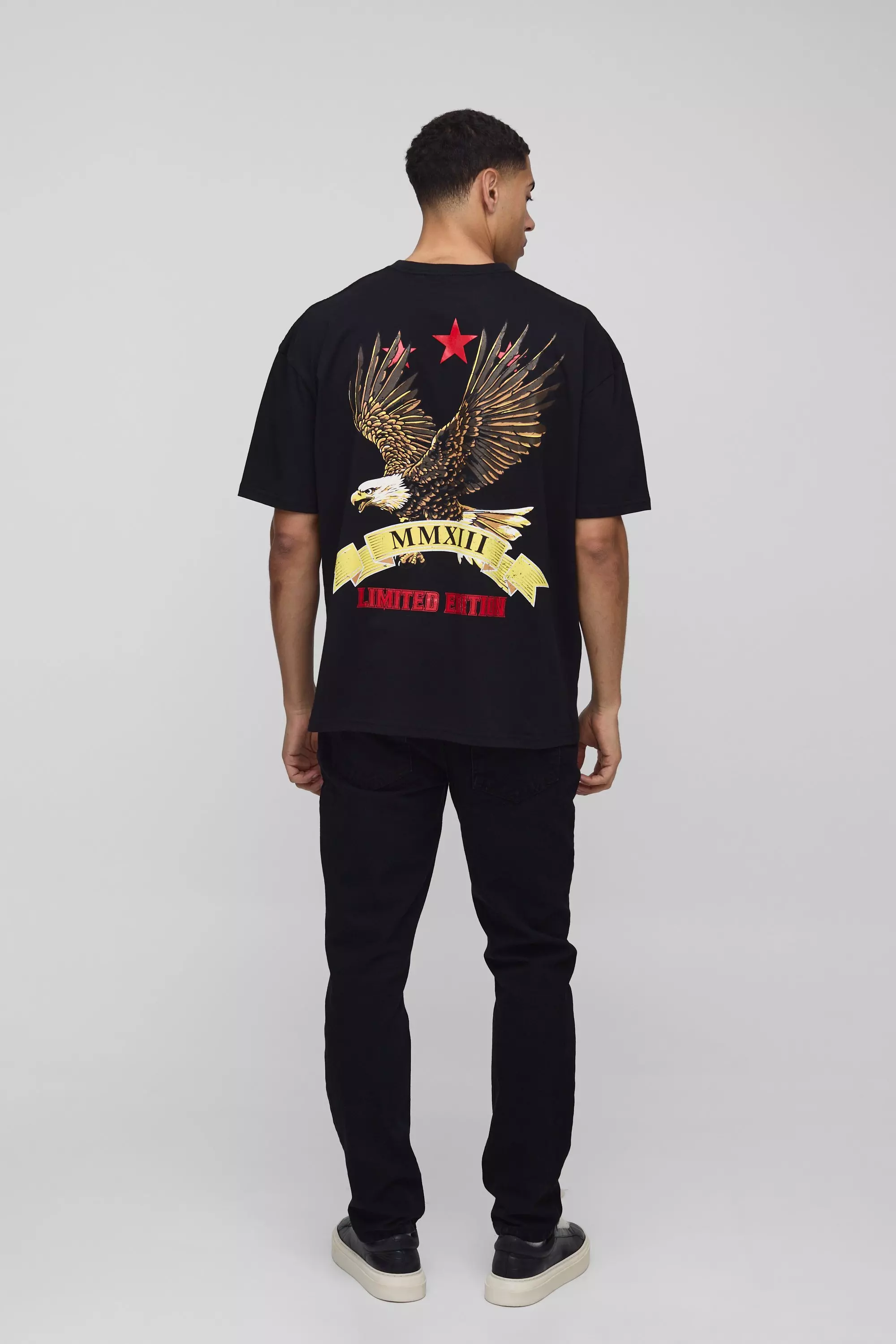 Black Oversized Limited Edition Bird Graphic T-Shirt alternative image