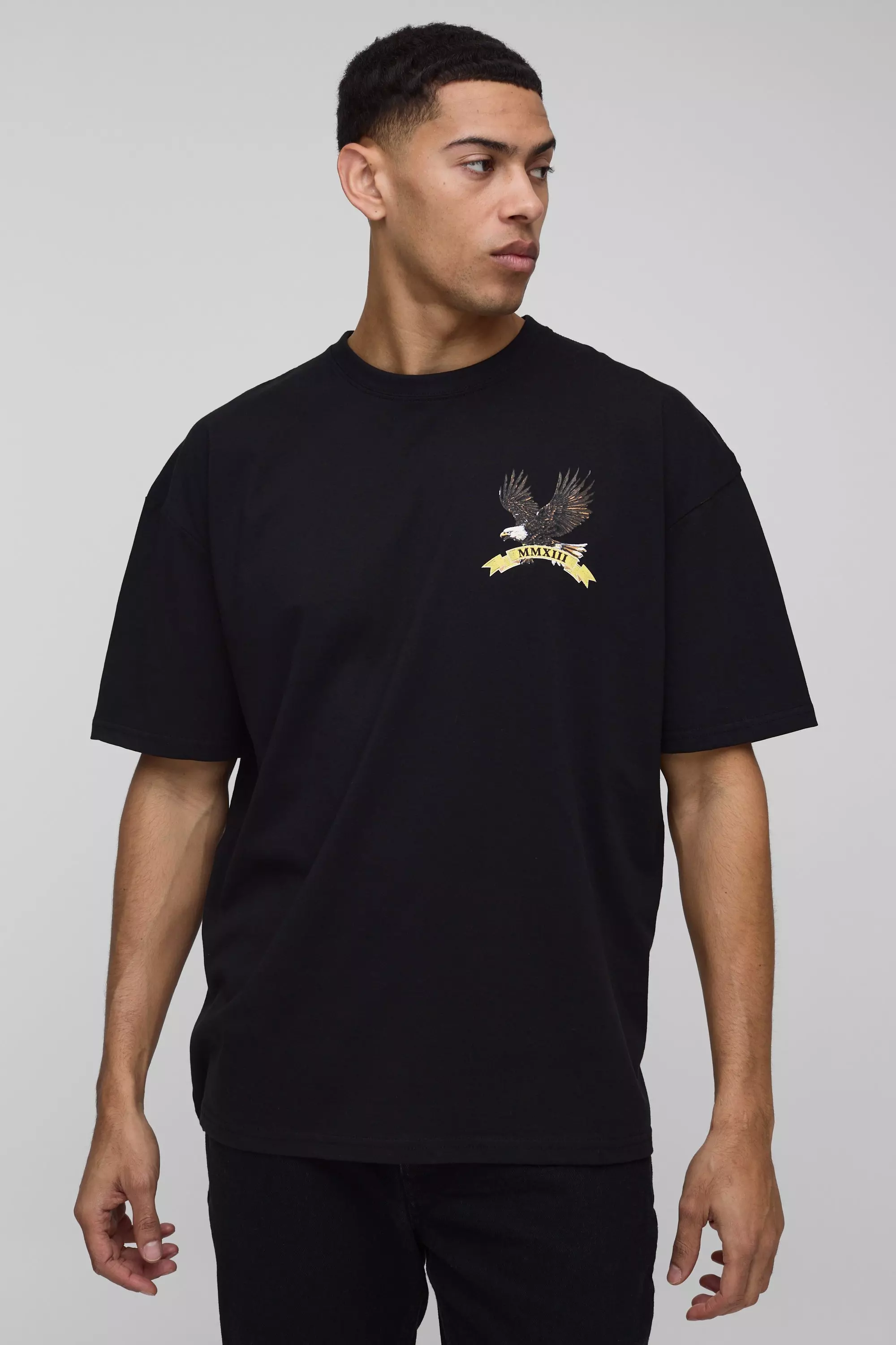 Black Oversized Limited Edition Bird Graphic T-Shirt alternative image