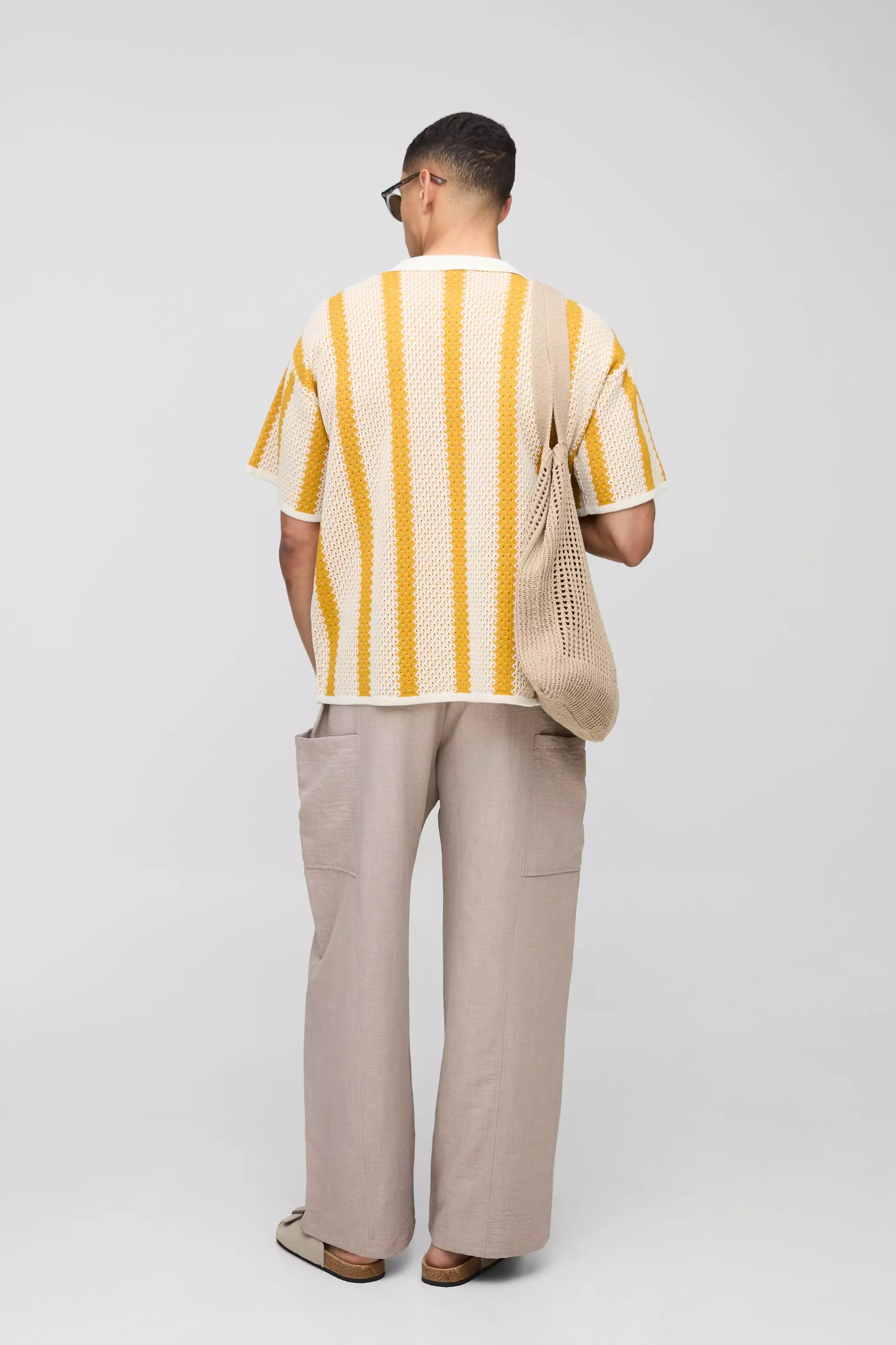 Regular Fit Stripe Knitted Shirt | boohooMAN USA
