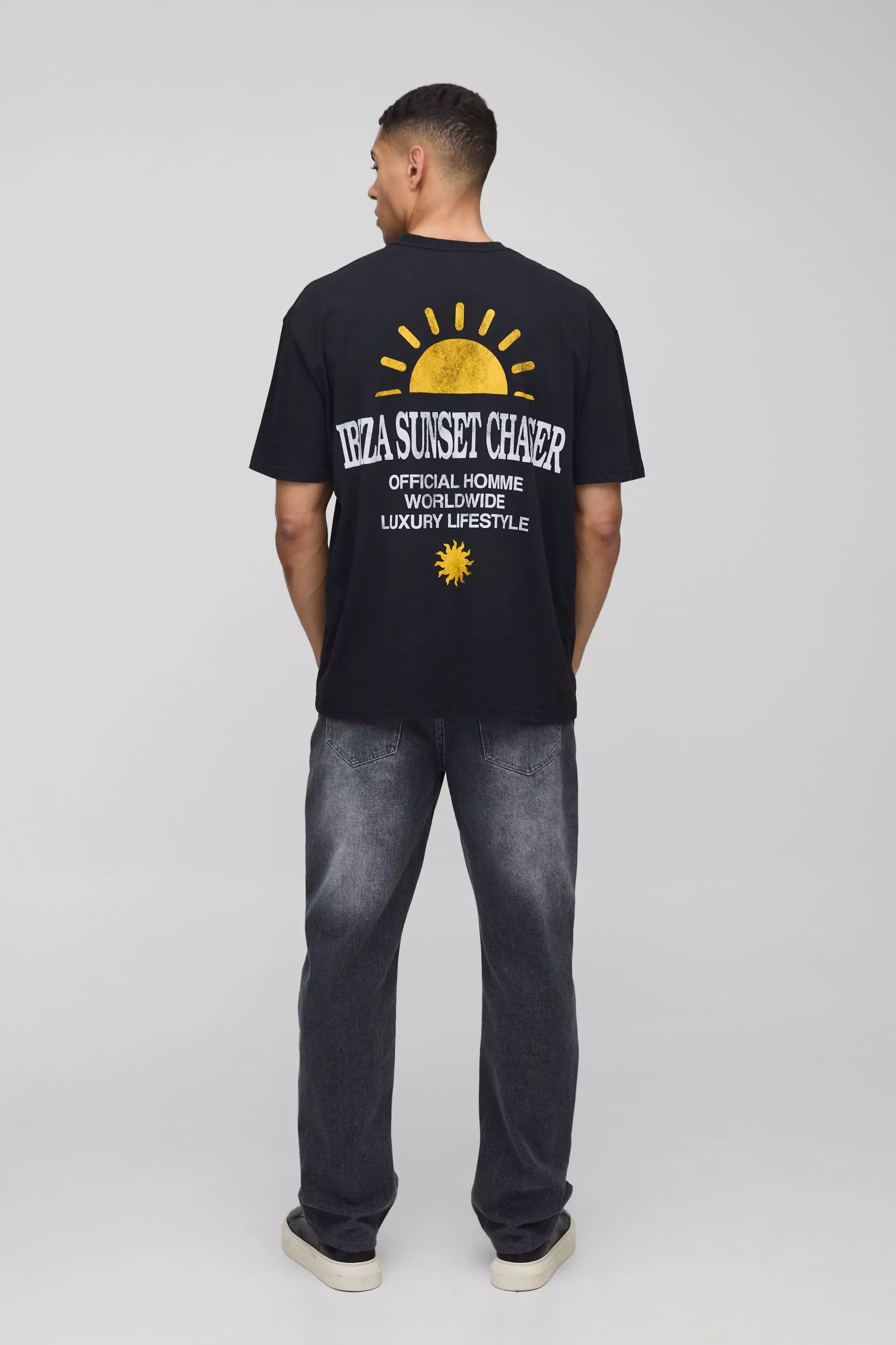 Oversized Ibiza Sunset Chaser Graphic T-Shirt | boohooMAN USA
