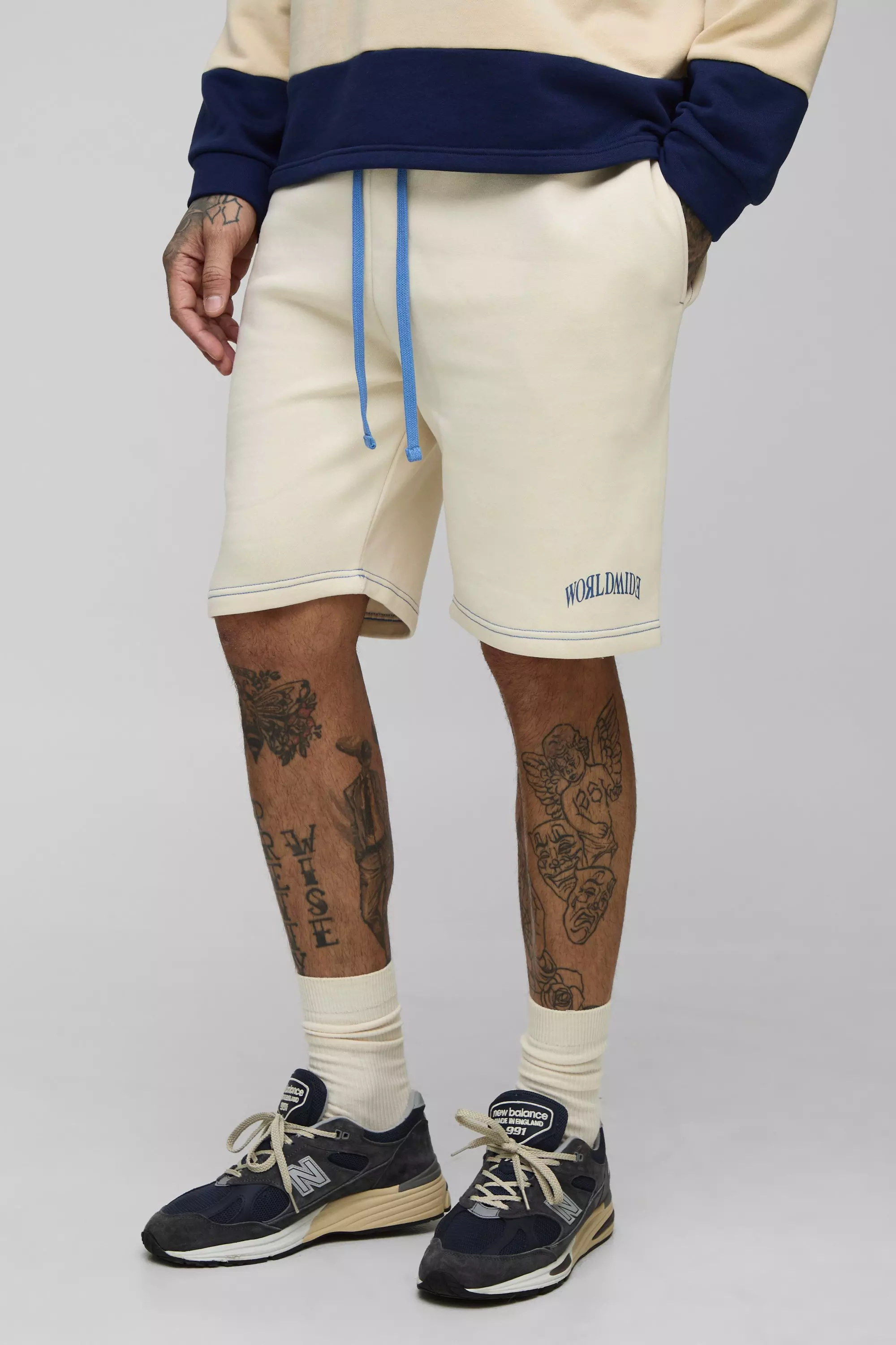 Stone Beige Tall Relaxed Worldwide Contrast Stitch Short