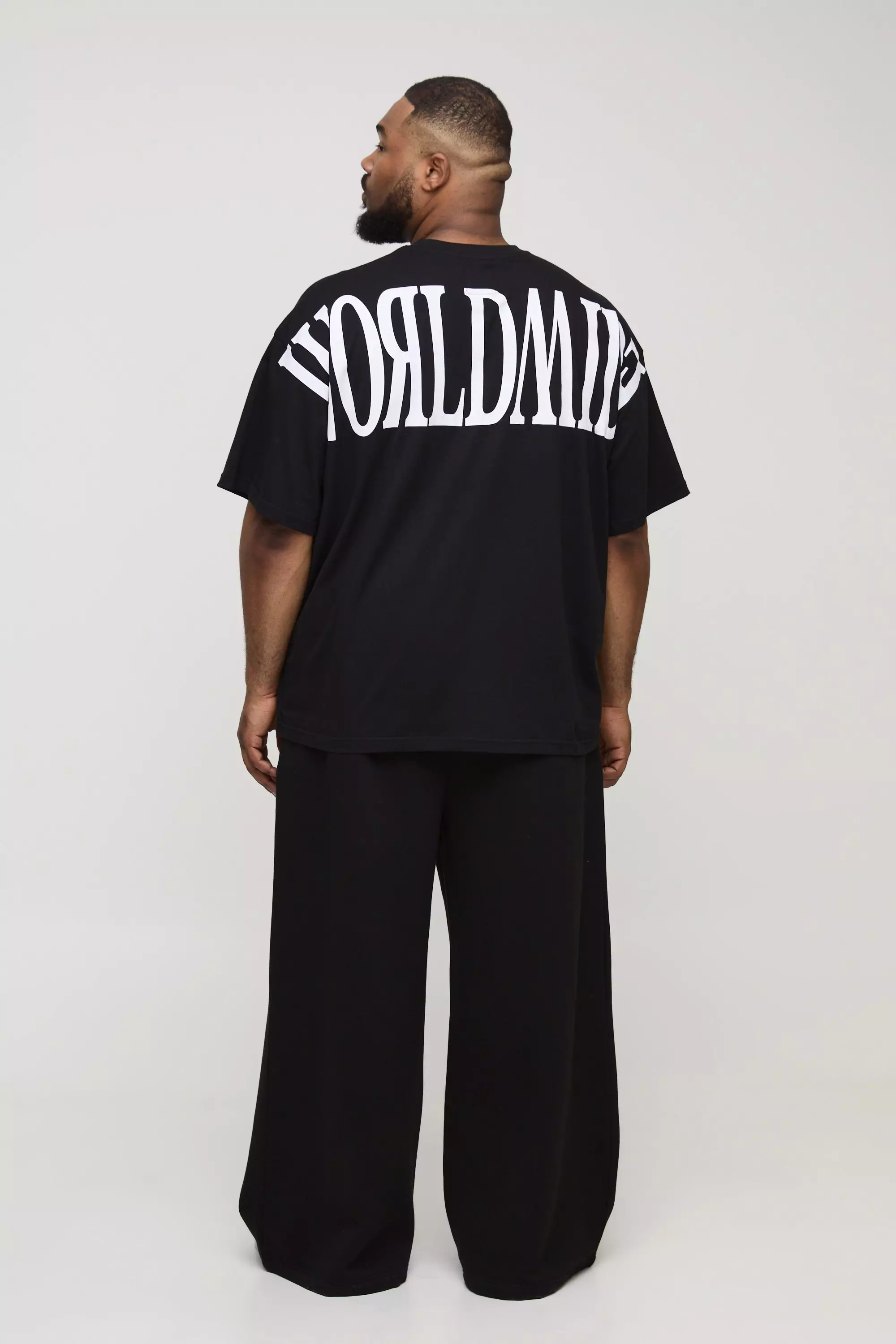 Black Plus Oversized Worldwide Over Seam Print T-Shirt alternative image