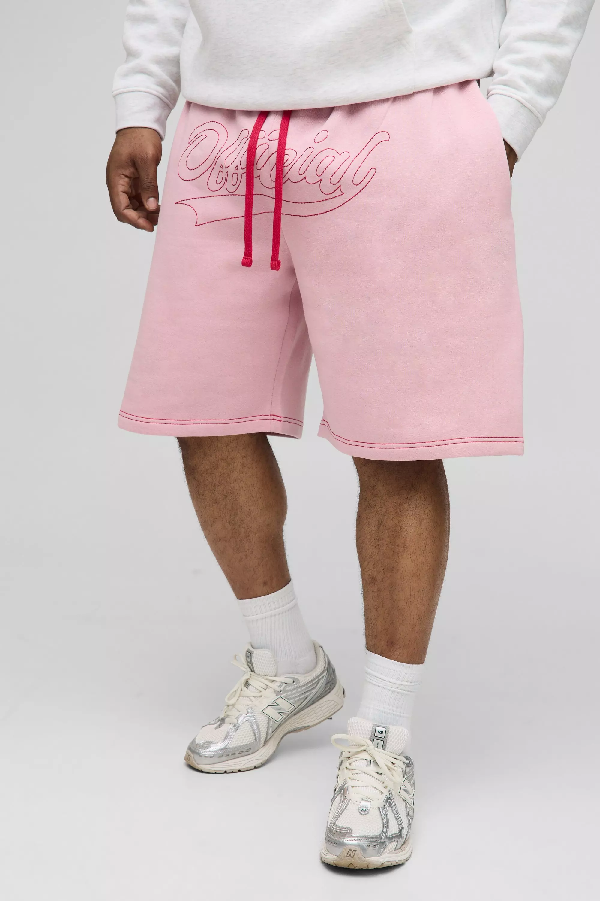 Pink Plus Oversized Official Contrast Stitch Shorts alternative image