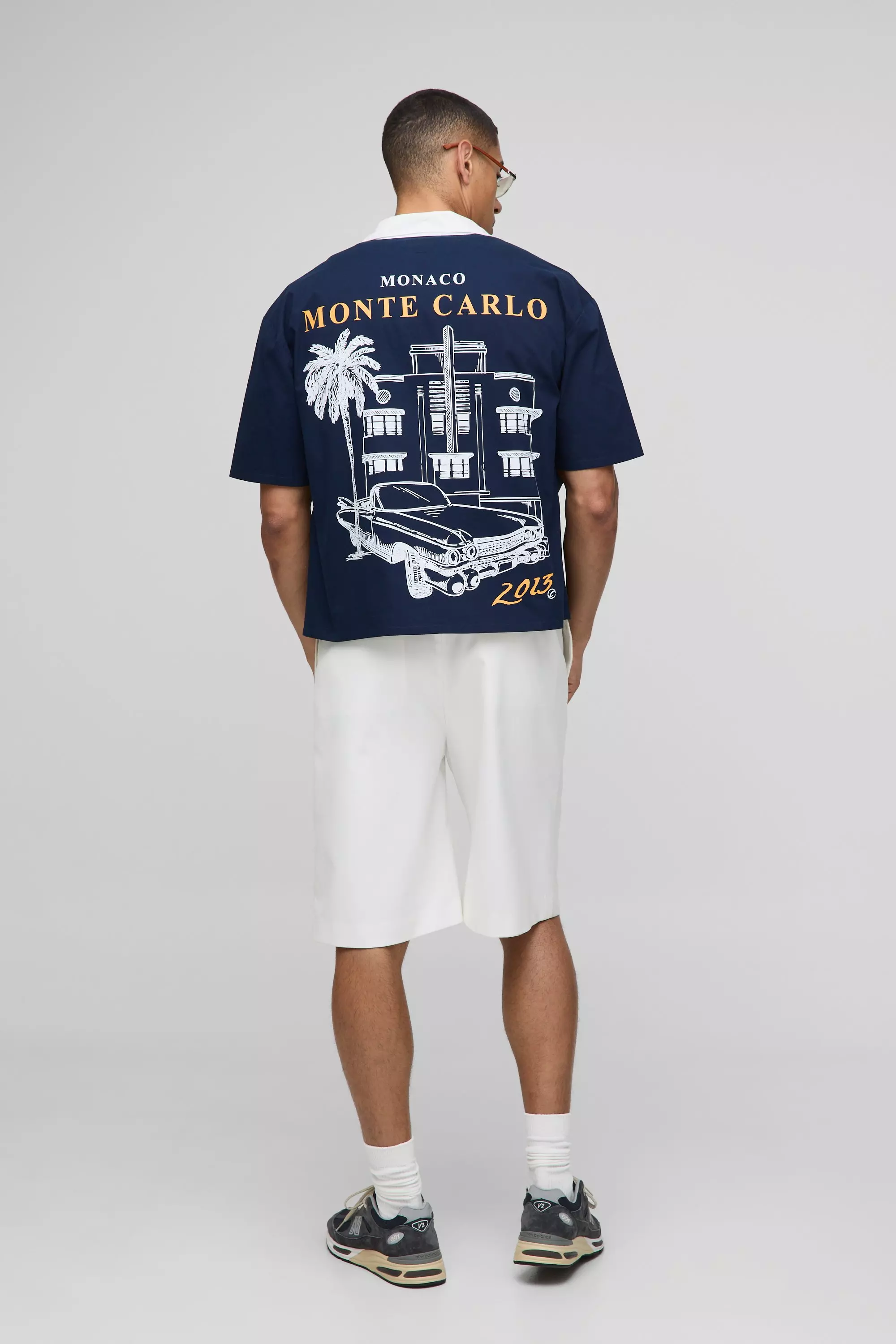 Oversized Boxy Monte Carlo Print Shirt | boohooMAN USA