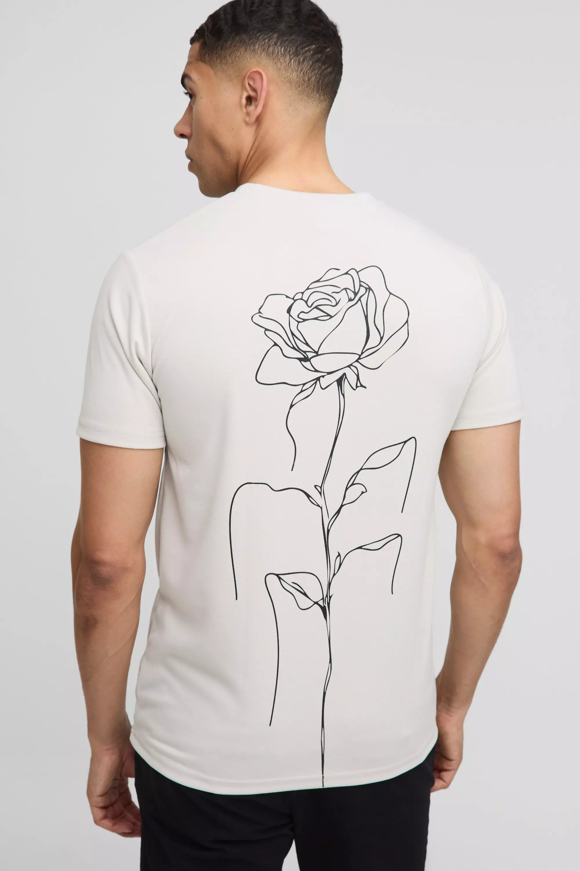 Grey Heavy Weight Interlock Floral Slim T-Shirt alternative image