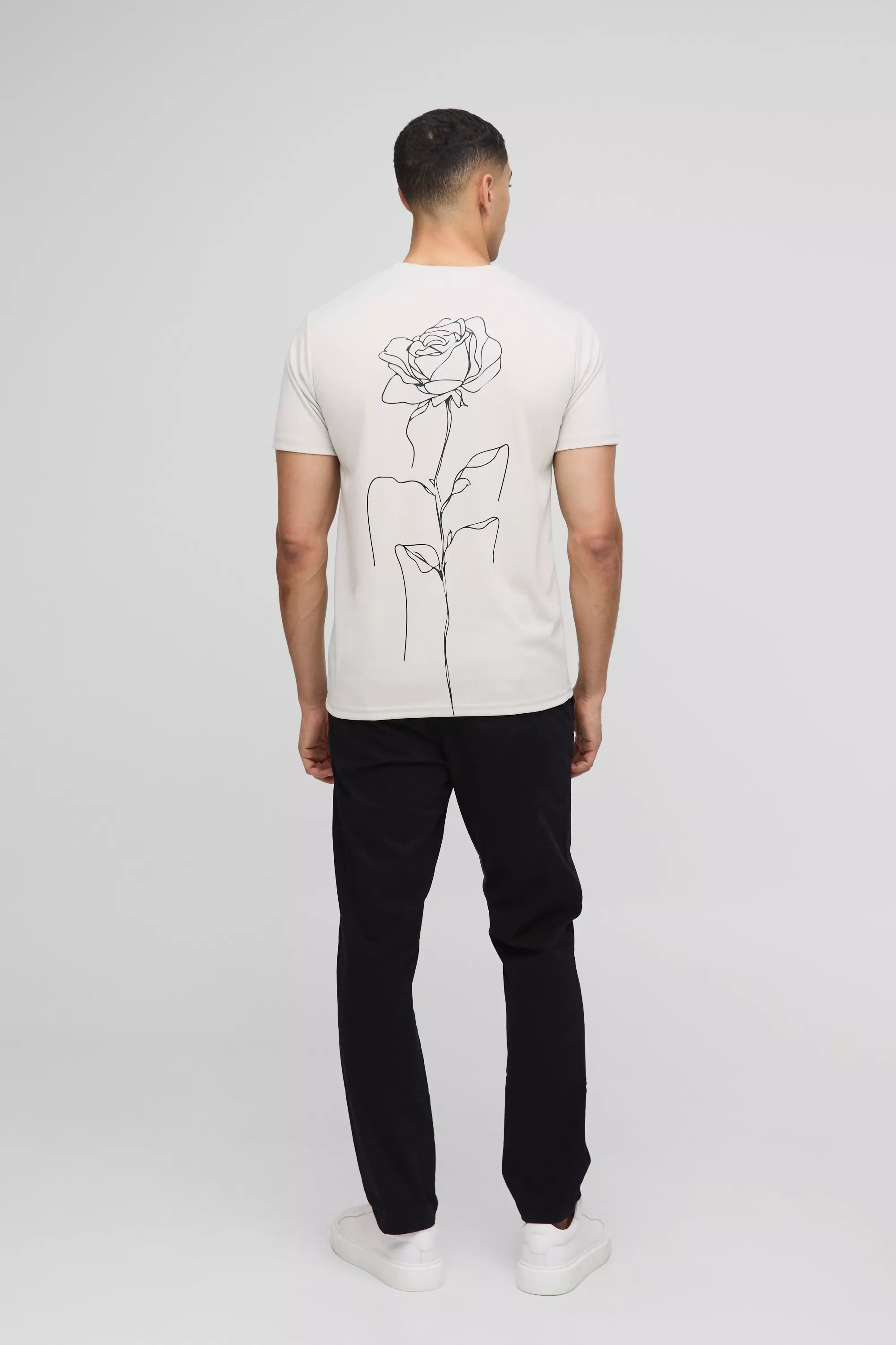 Grey Heavy Weight Interlock Floral Slim T-Shirt alternative image