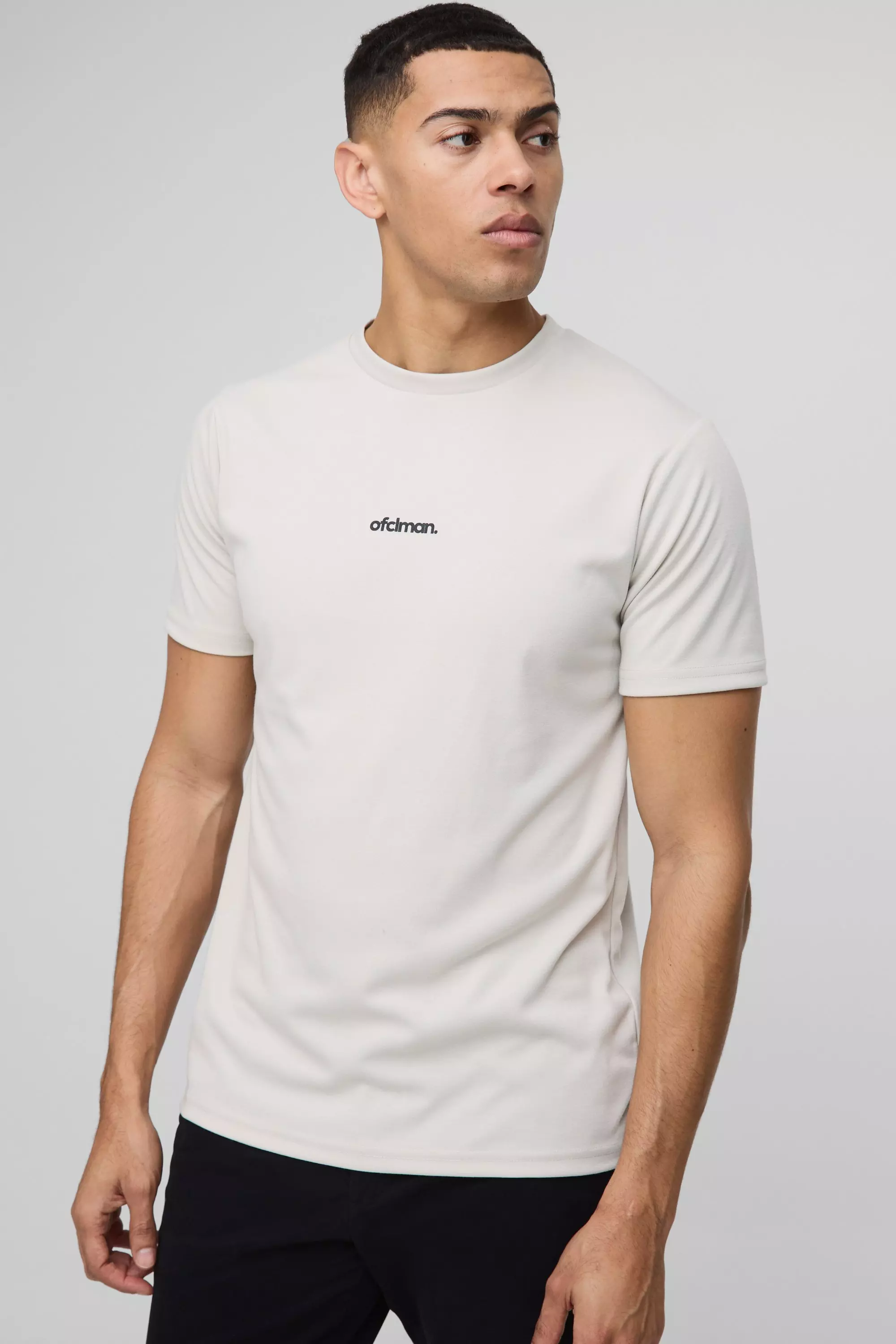 Grey Heavy Weight Interlock Floral Slim T-Shirt alternative image