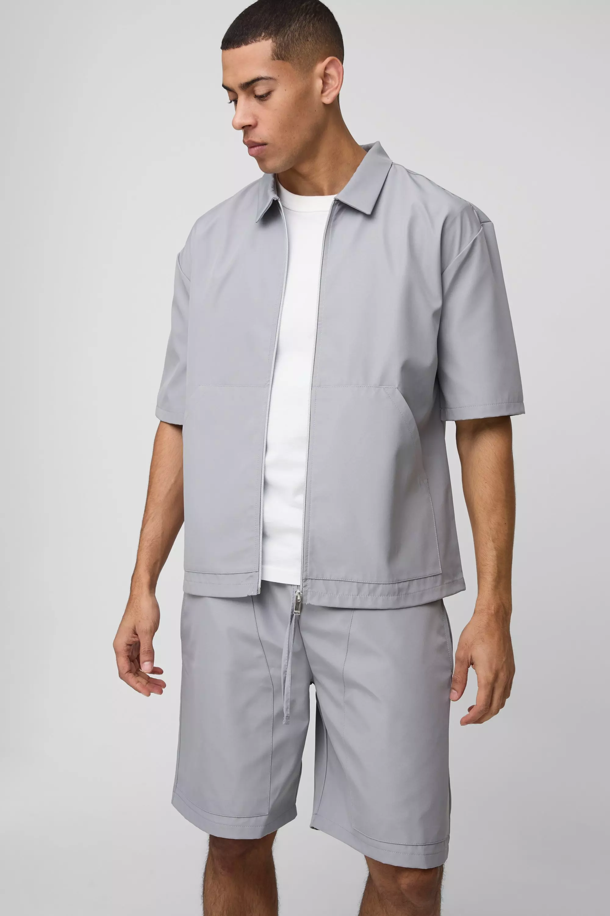 Grey Carpenter Detail Regular Fit Short Sleeve Set alternative image
