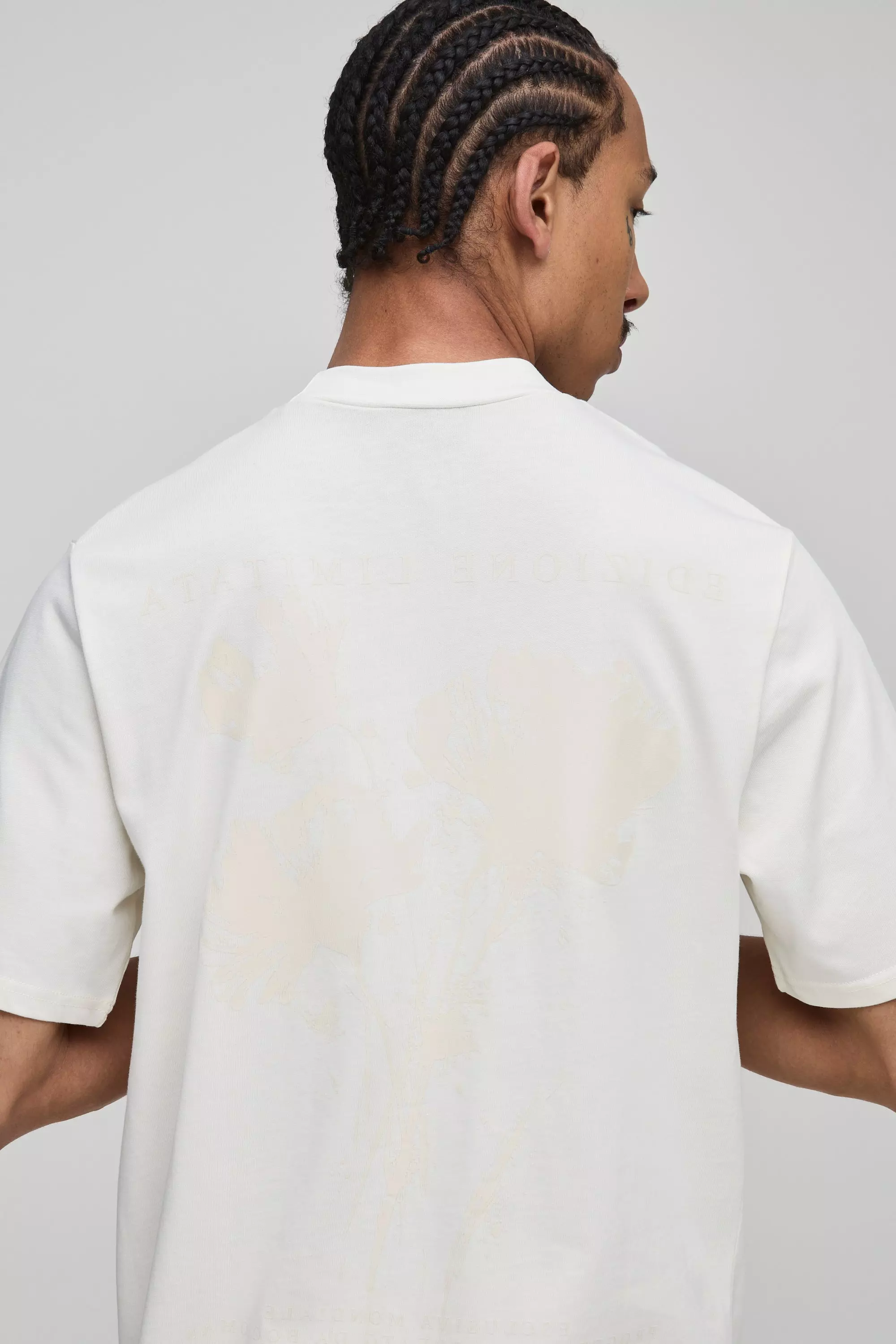 Oversized Tonal Printed Extended Neck T-Shirt | boohooMAN USA