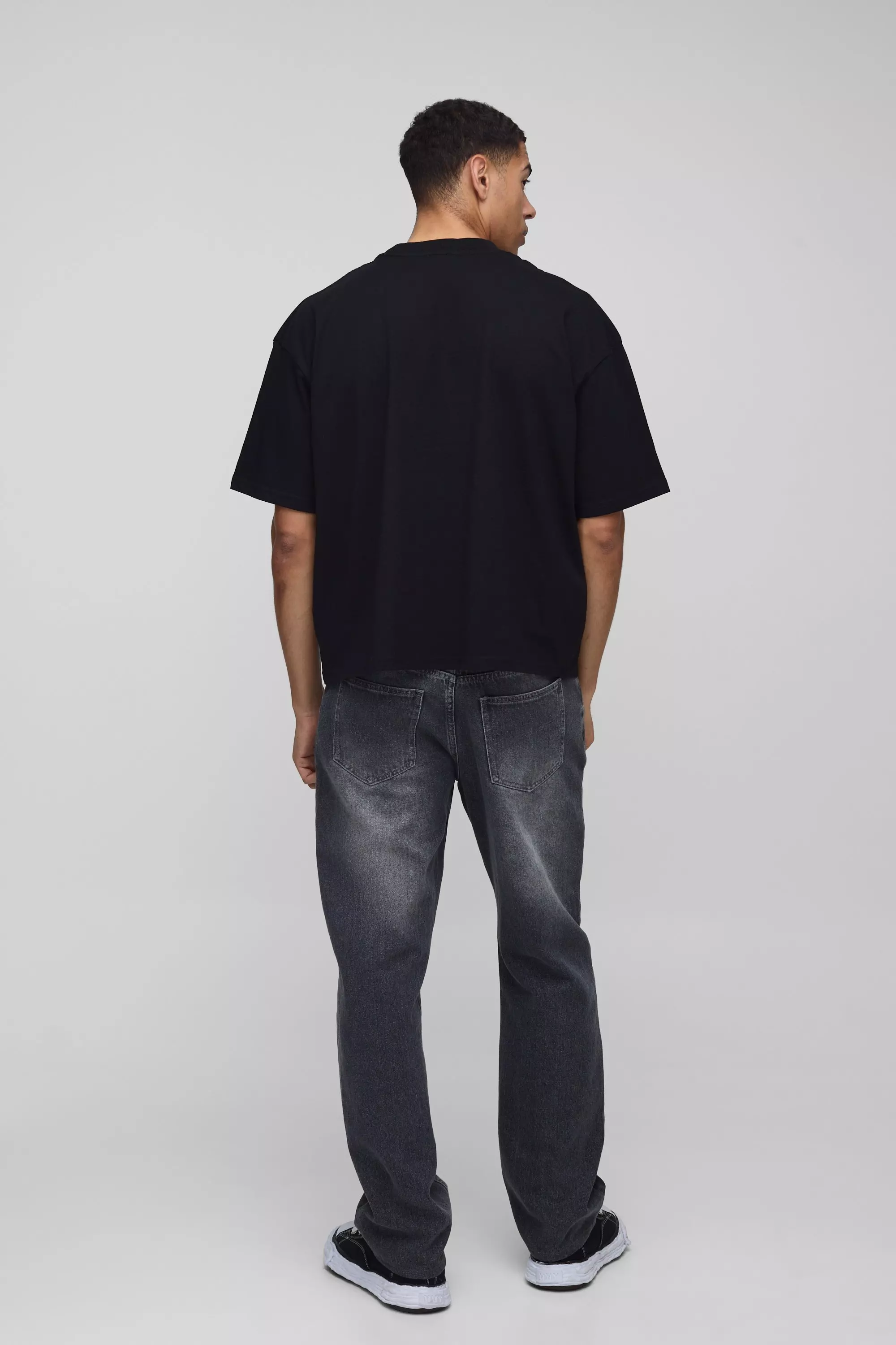 Kastiges Oversize T-Shirt mit Blätter-Print, Black alternatives Bild