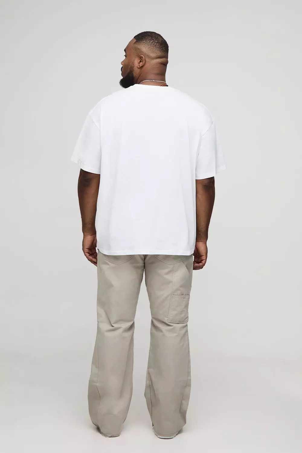 Plus Slim Fit Washed Raw Hem Carpenter Flared Trousers | boohooMAN USA