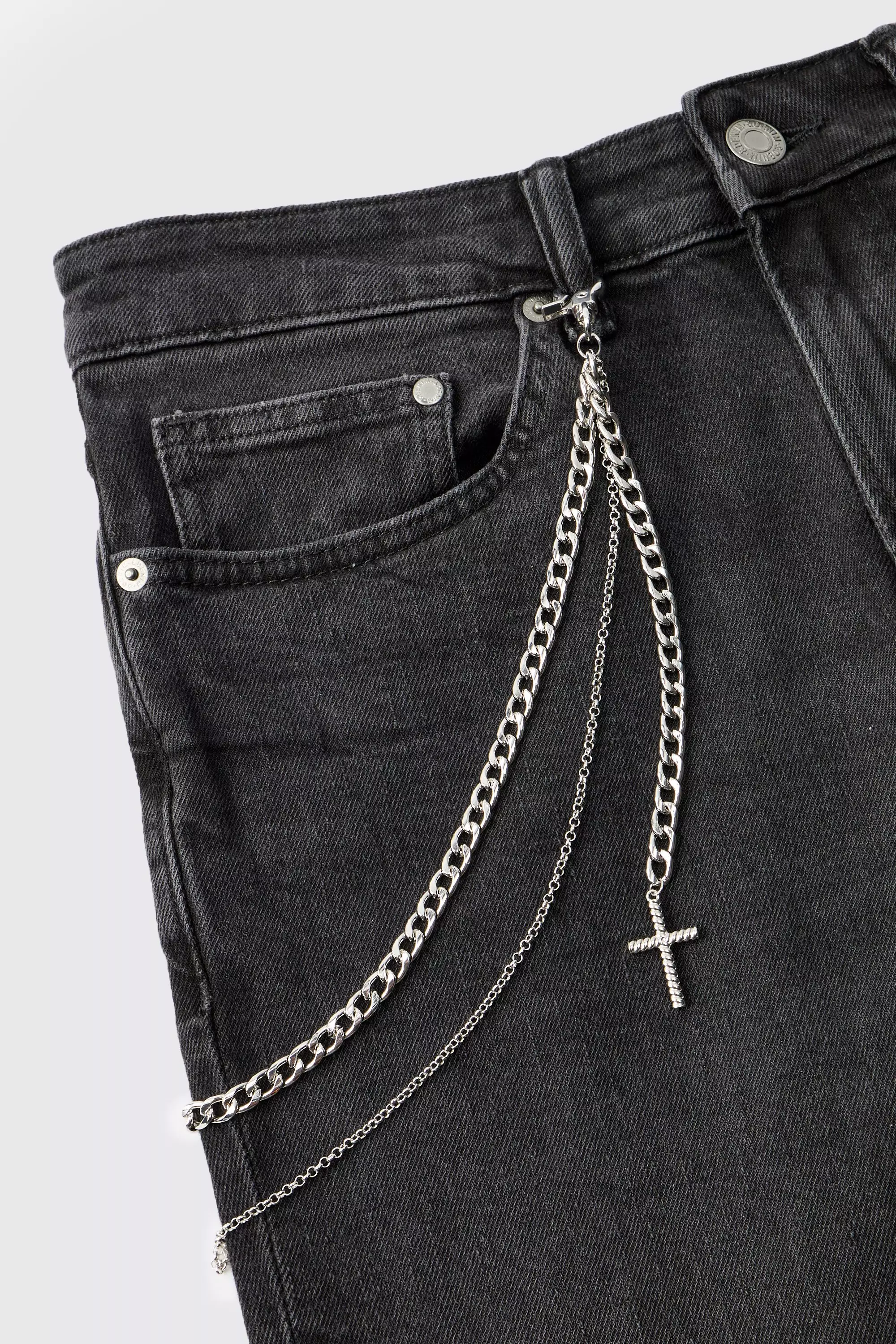 Chaîne de jean à pendentif croix, Silver autre image