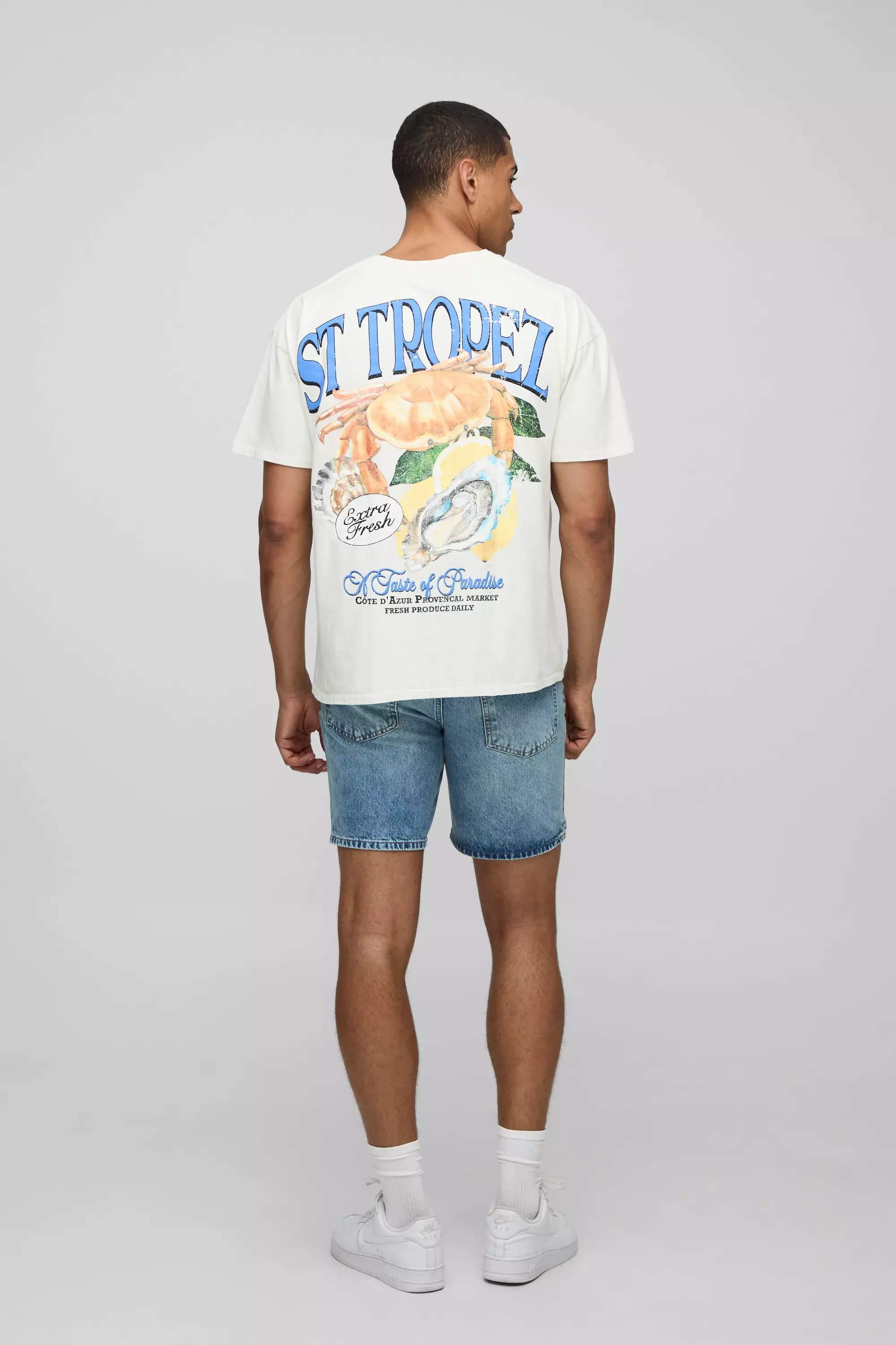 Slim Fit Ripped Washed Blue Denim Shorts | boohooMAN USA