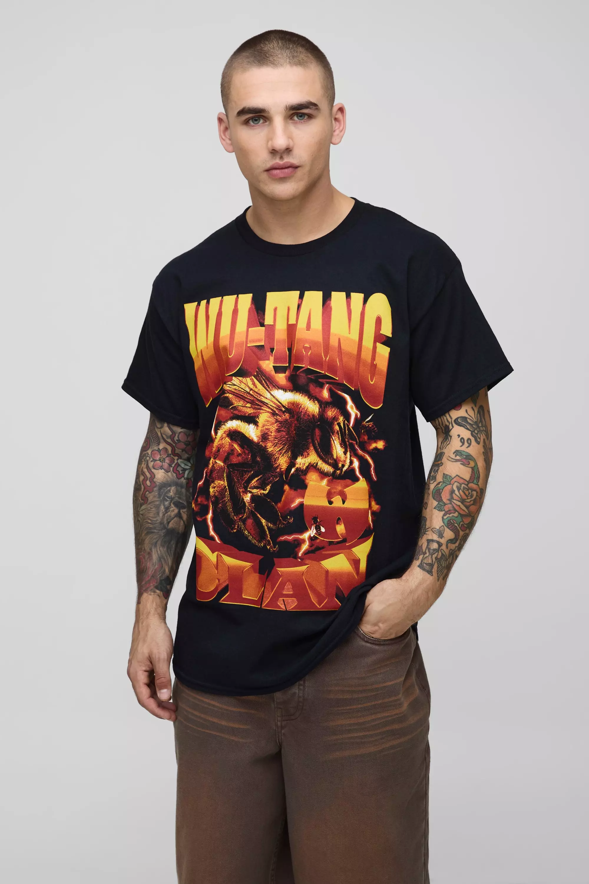 Black Oversized Gelicenseerd Wu-Tang T-Shirt alternatieve afbeelding
