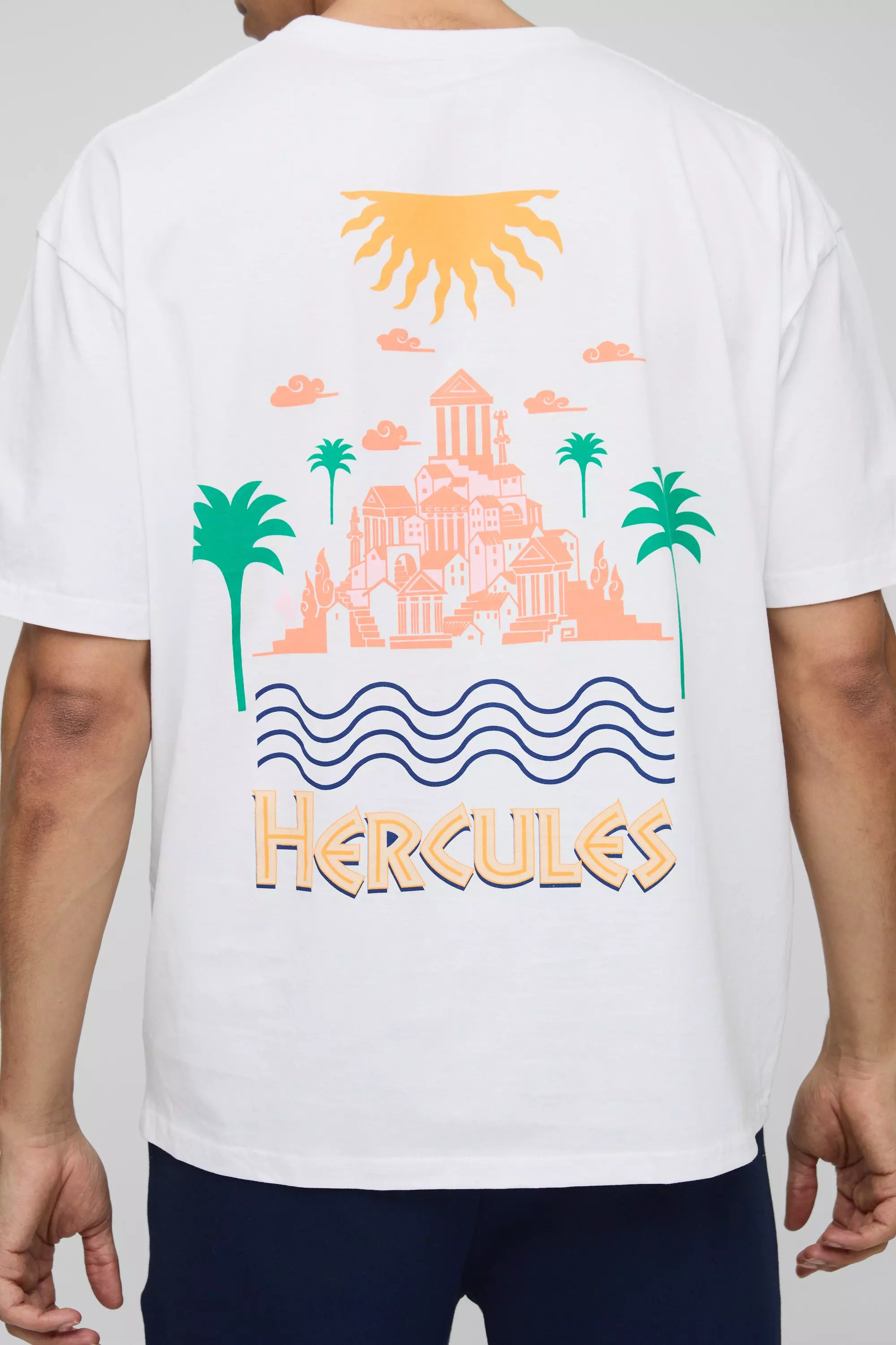 Oversized Disney Hercules License T-Shirt White