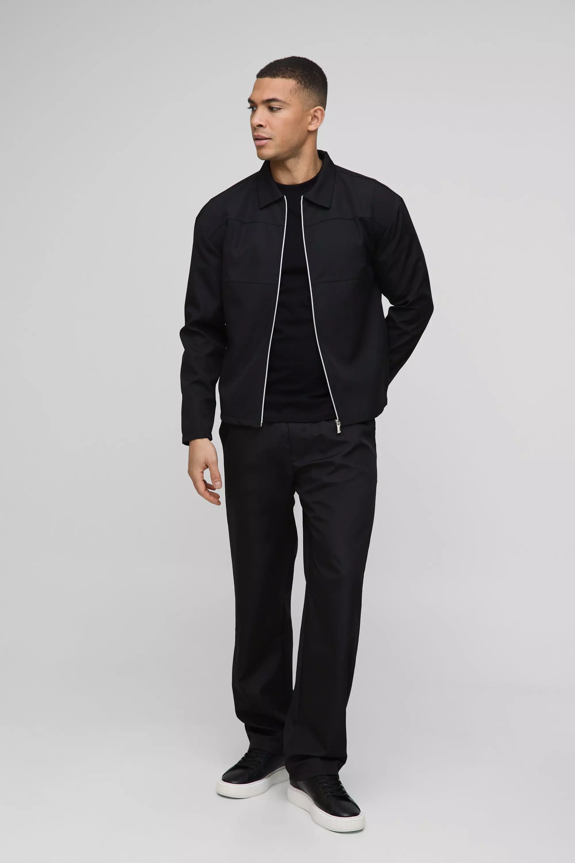 Set giacca con colletto e zip, Black immagine alternativa