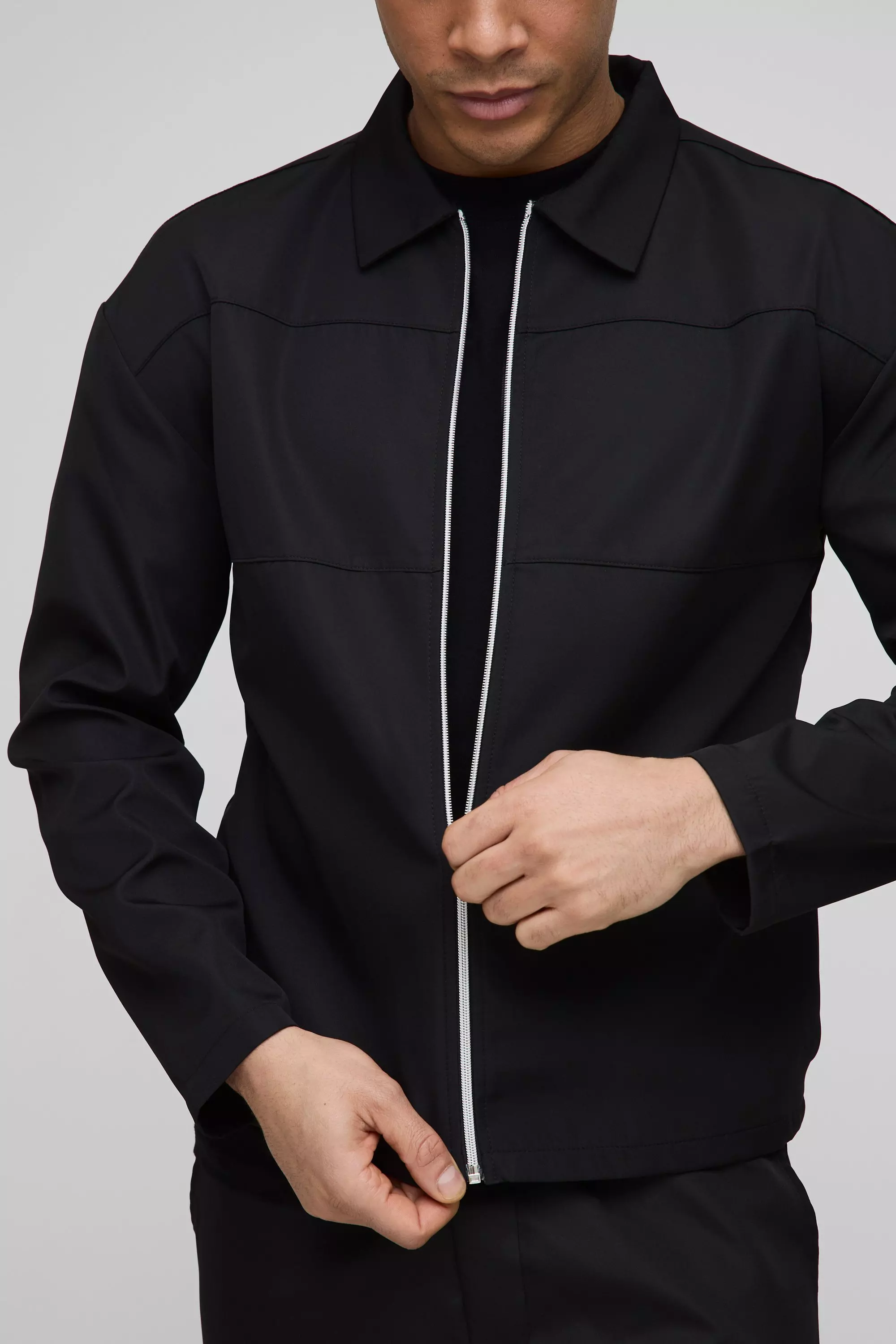 Set giacca con colletto e zip, Black immagine alternativa