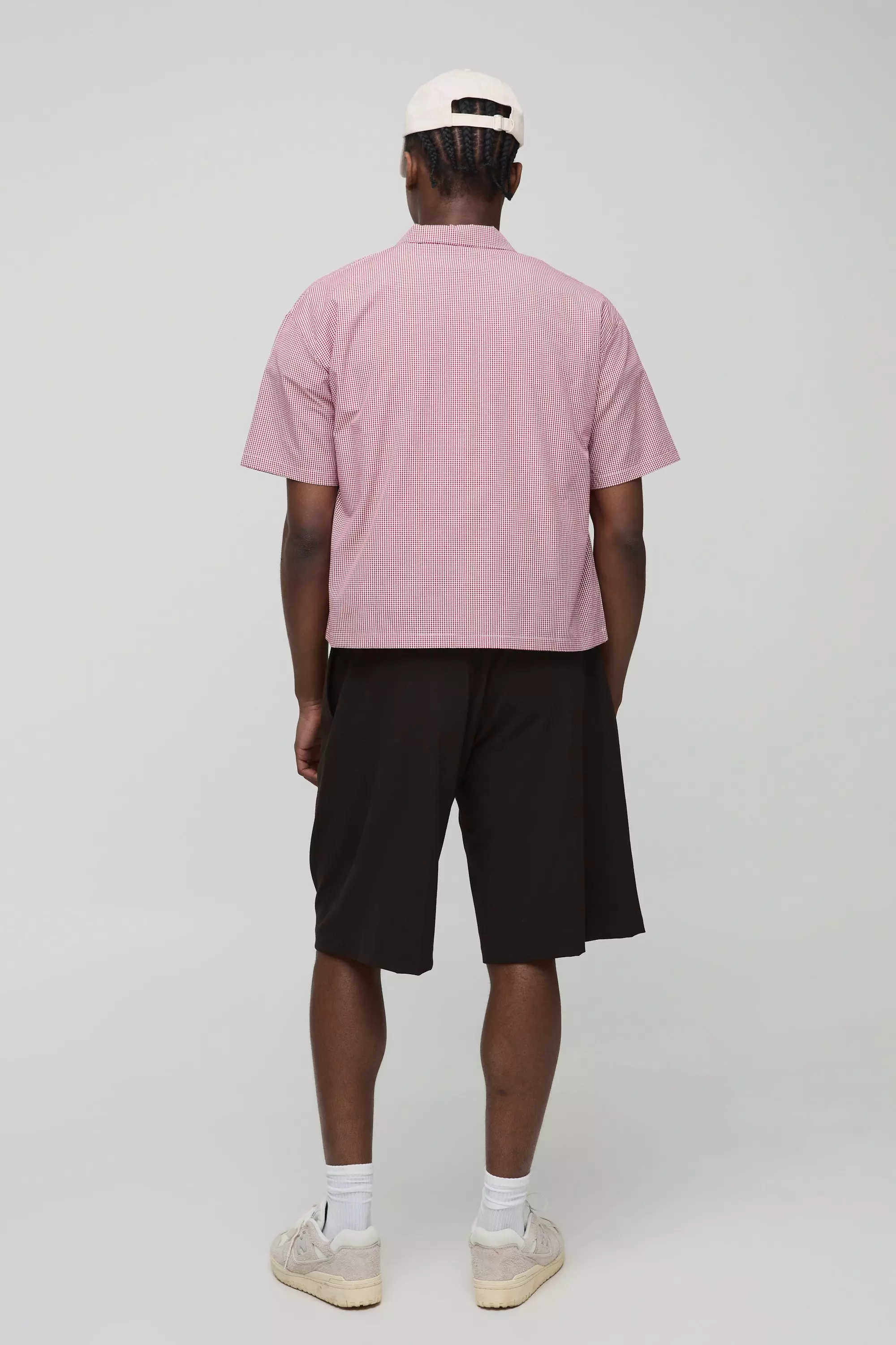 Oversized Boxy Micro Plaid Collared Shirt | boohooMAN USA