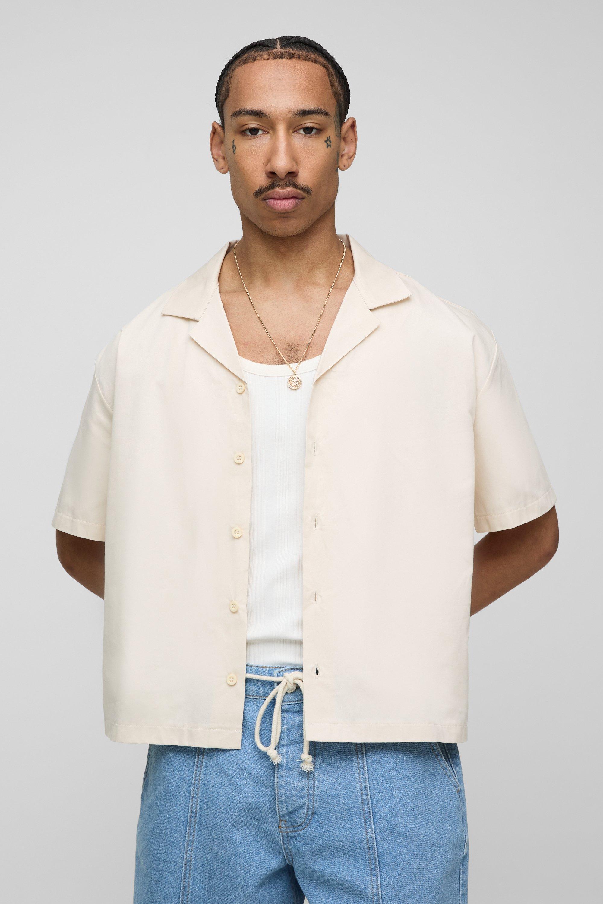 Oversized Boxy Back Printed Short Sleeve Shirt | boohooMAN USA