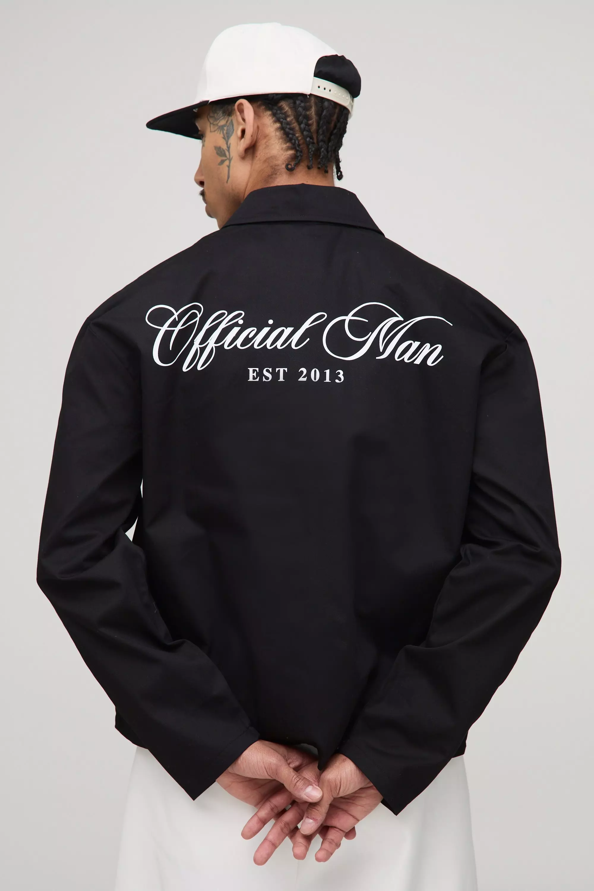 Oversized Boxy Back Printed Long Sleeve Shirt | boohooMAN USA
