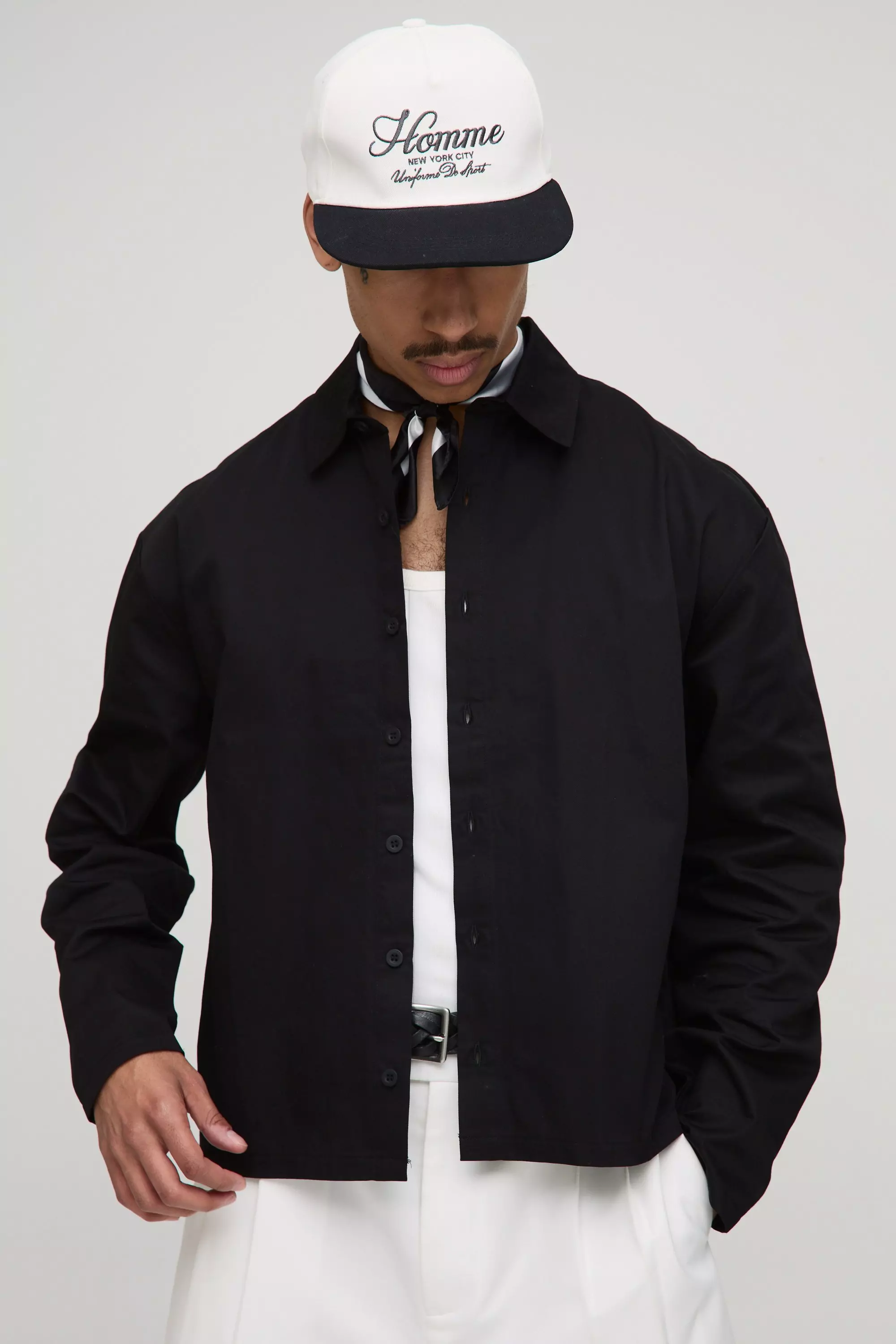 Oversized Boxy Back Printed Long Sleeve Shirt | boohooMAN USA