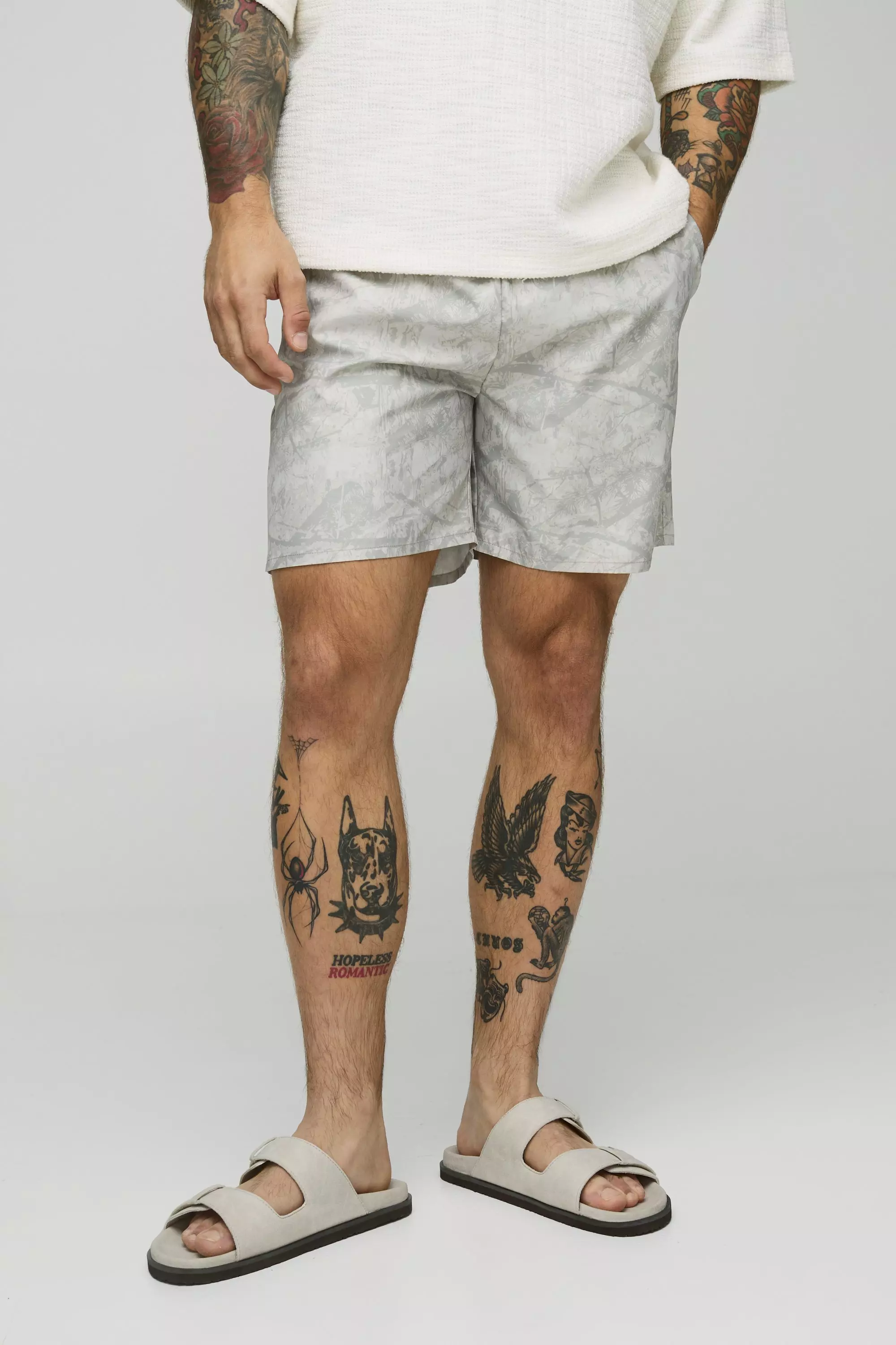 Stone 2 Pack Camo and Plain Mid Length Swim Short alternative image