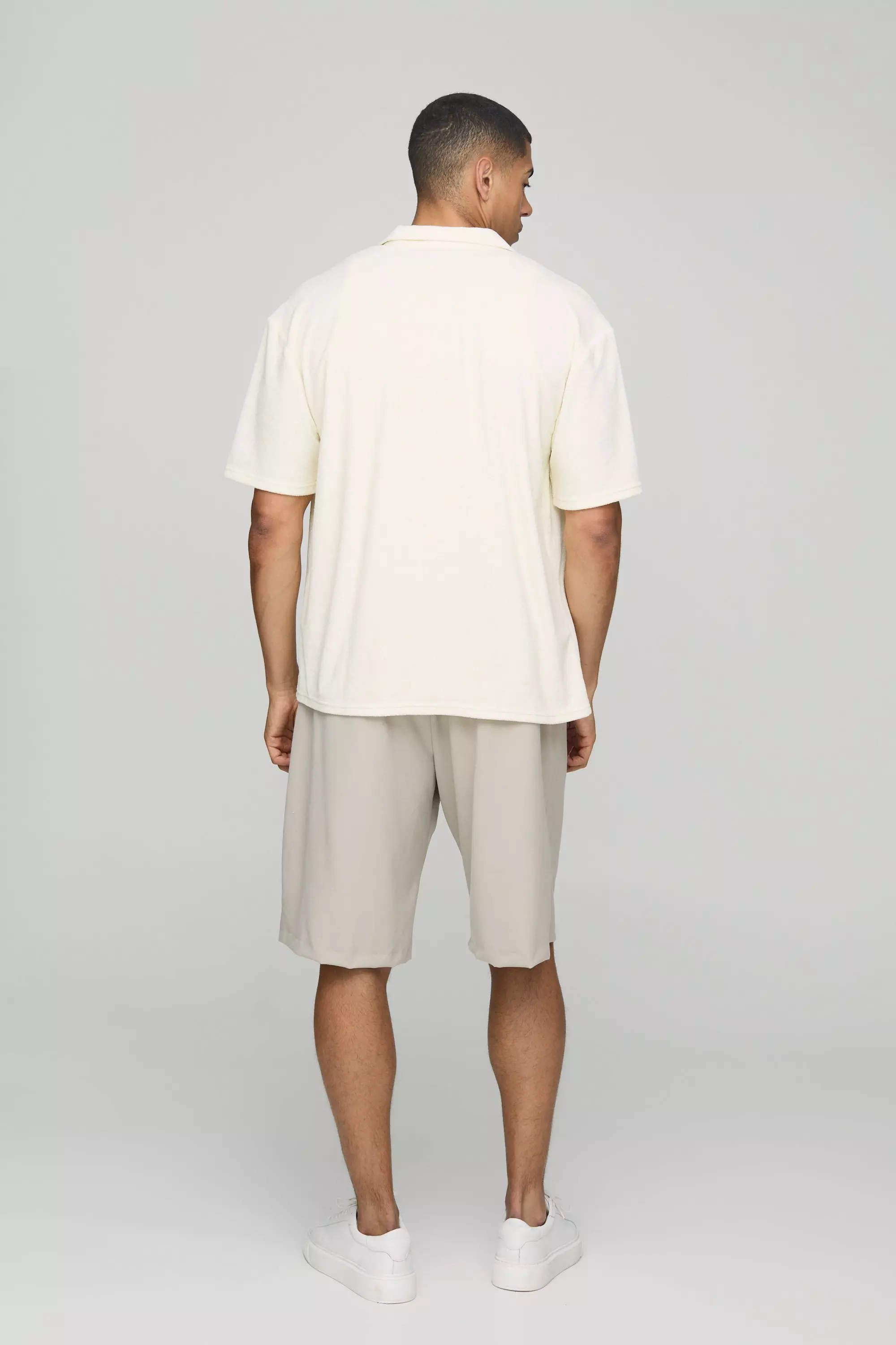 White Oversized Revere Collar Short Sleeve Shirt alternative image