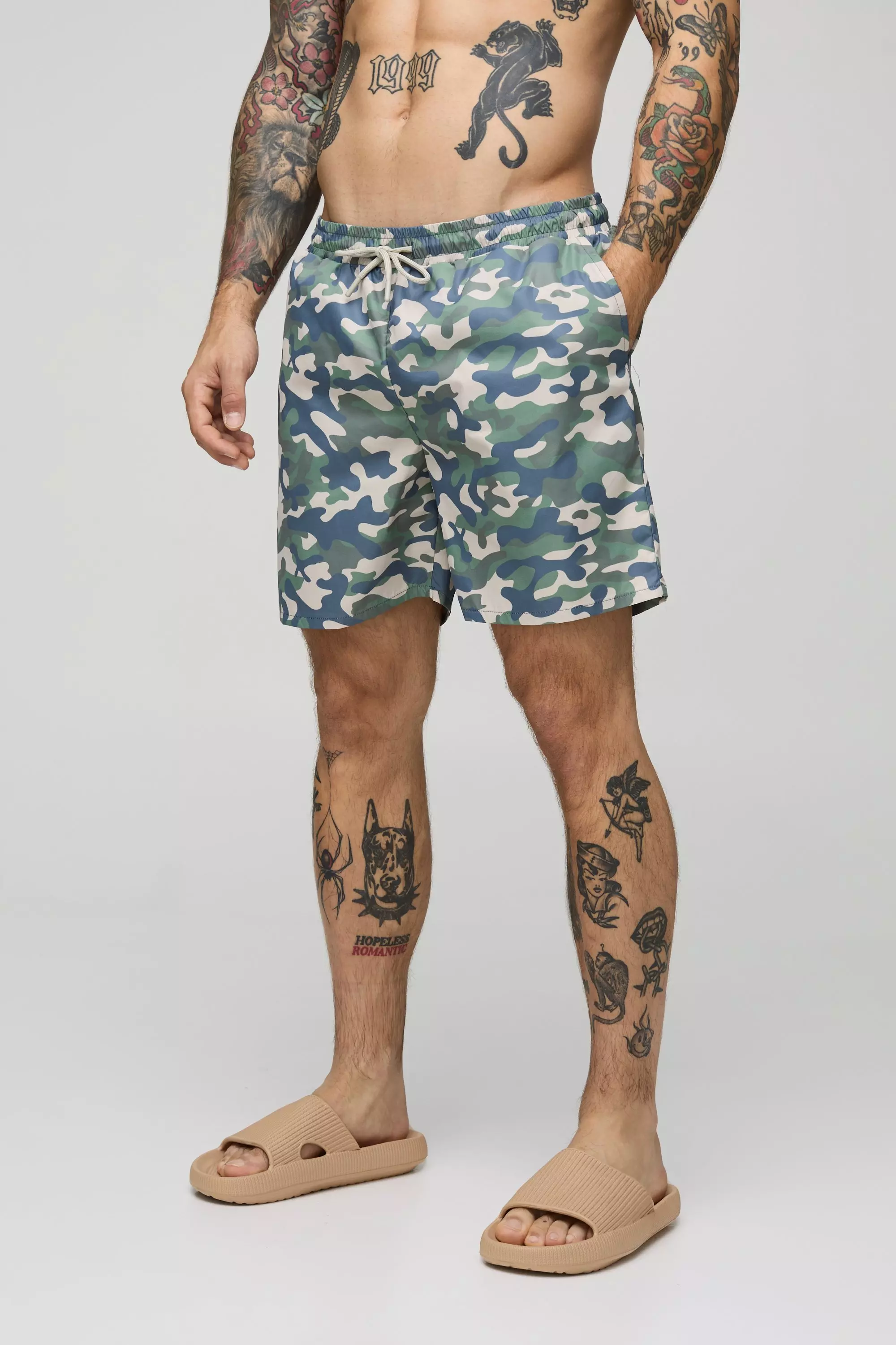 Camo Print Mid Length Swim Short alternative image