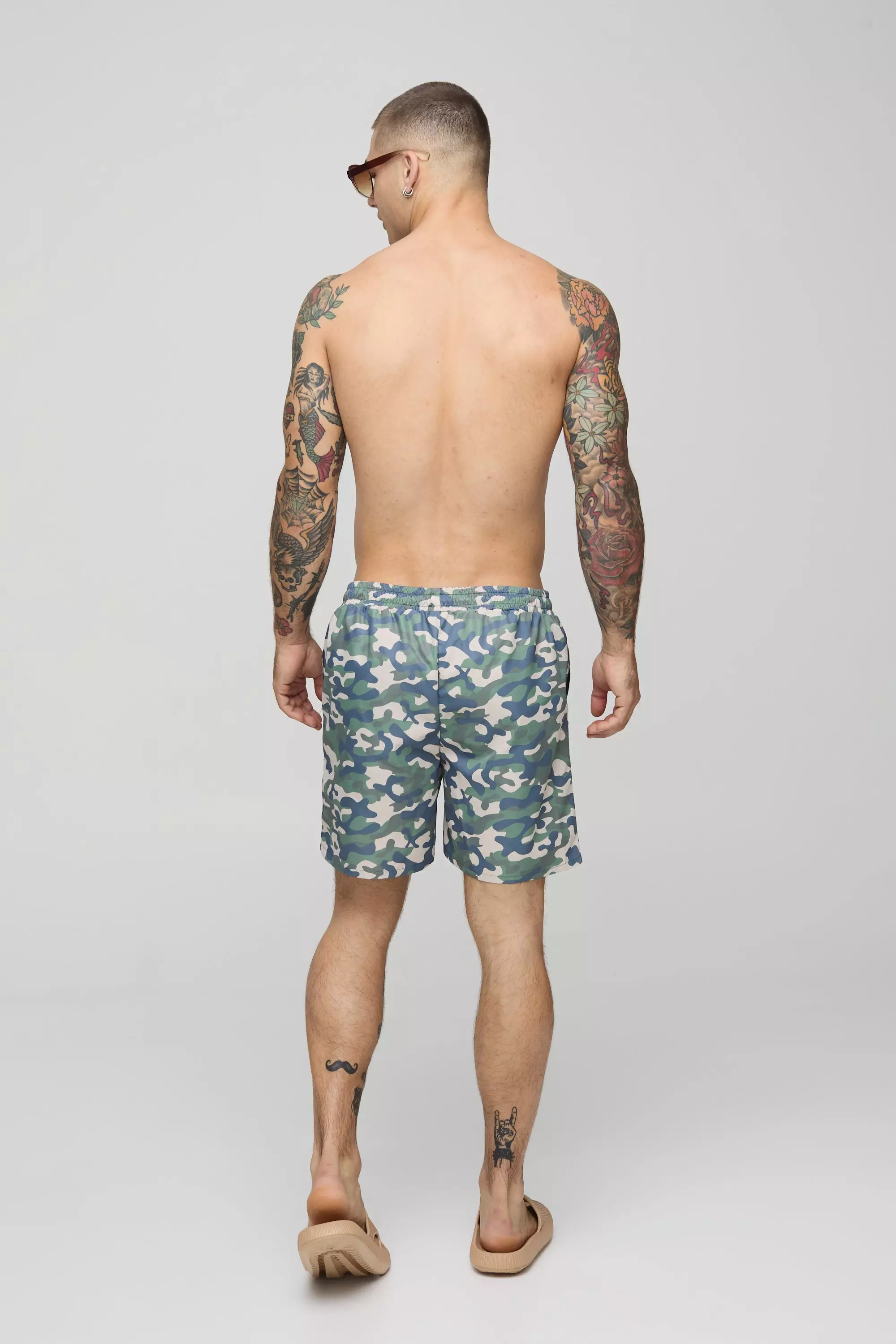 Camo Print Mid Length Swim Short alternative image