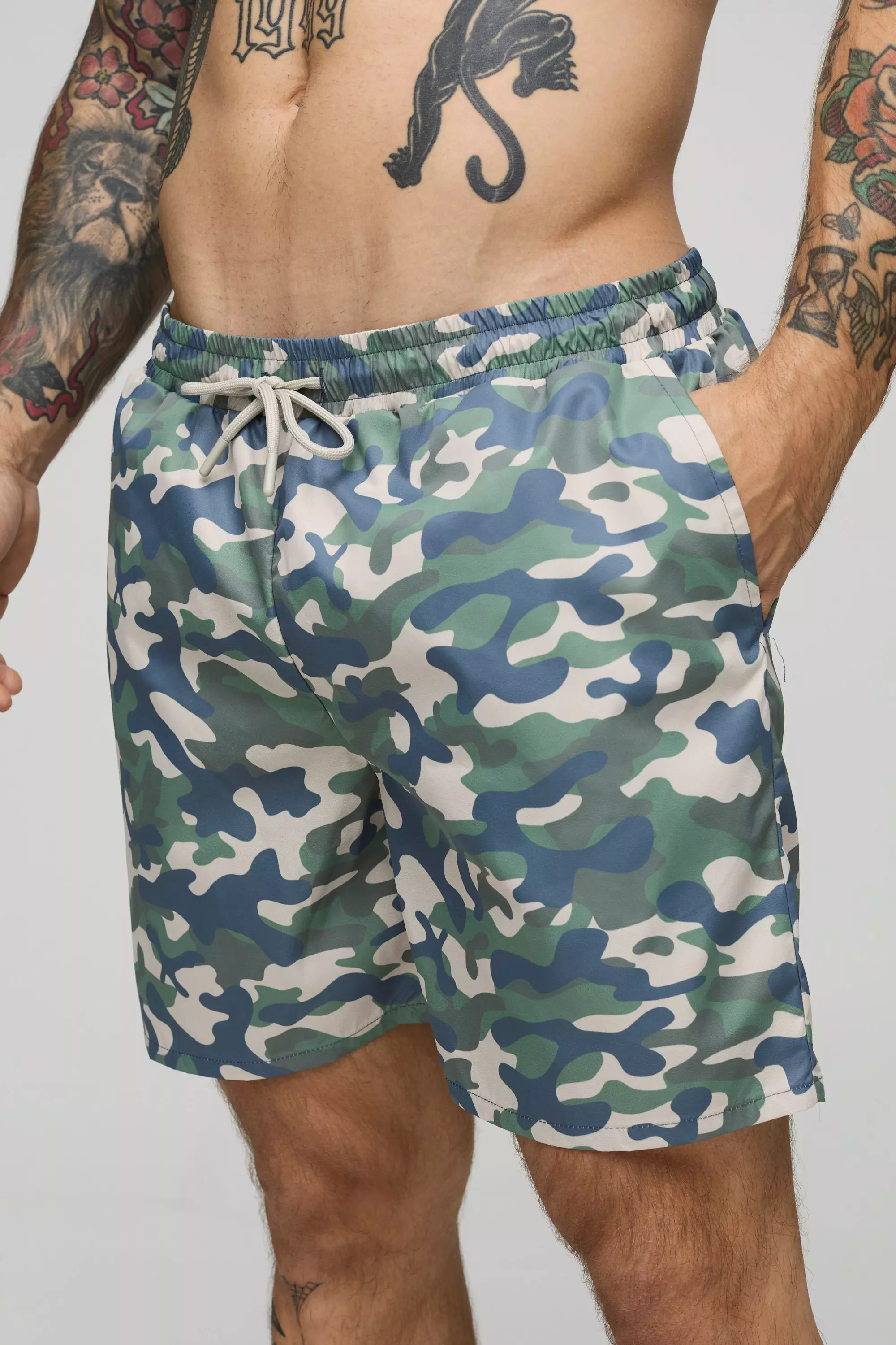 Camo Print Mid Length Swim Short alternative image