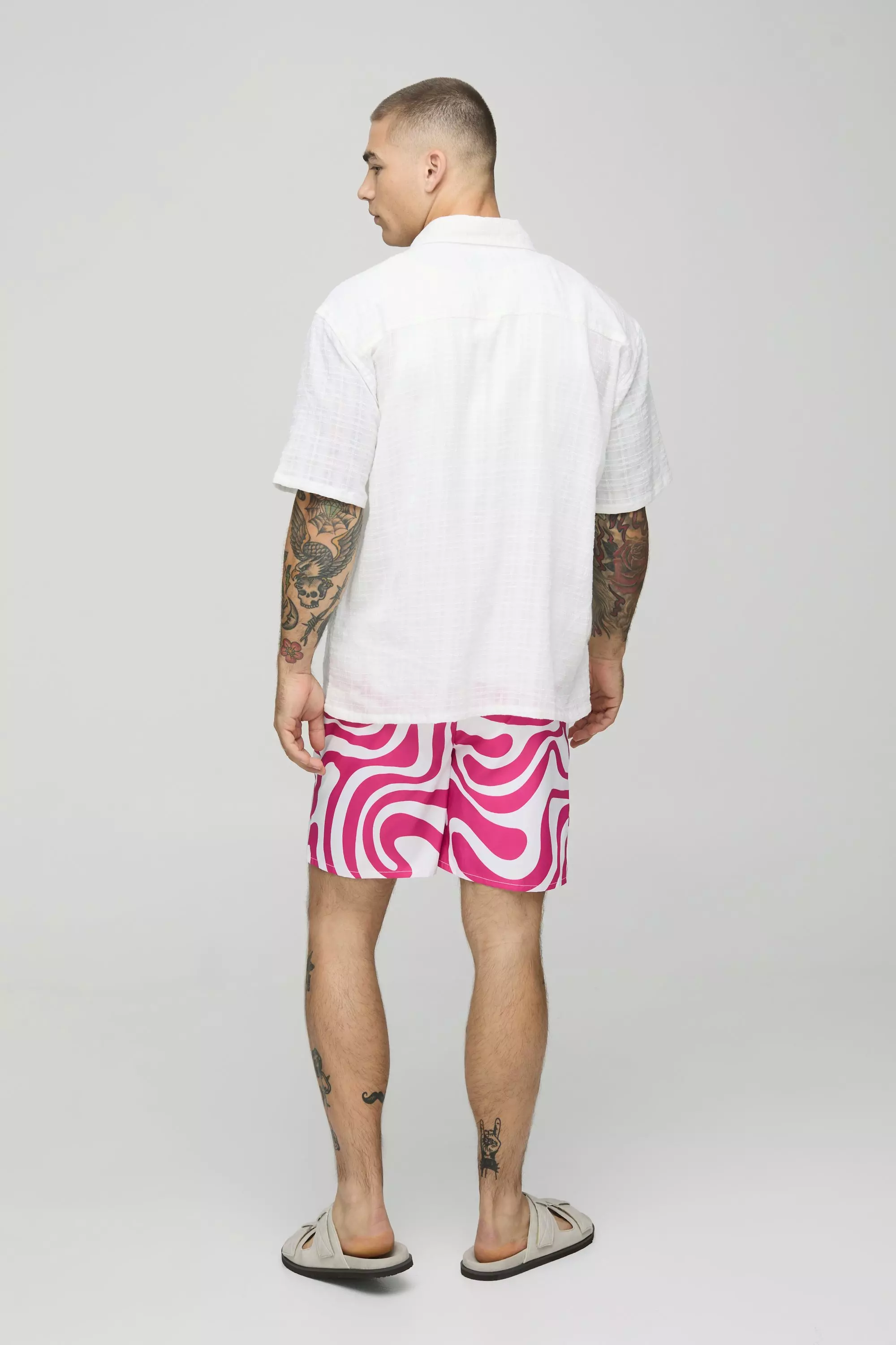 Pink Mid Length Abstract Print Swim Short alternative image