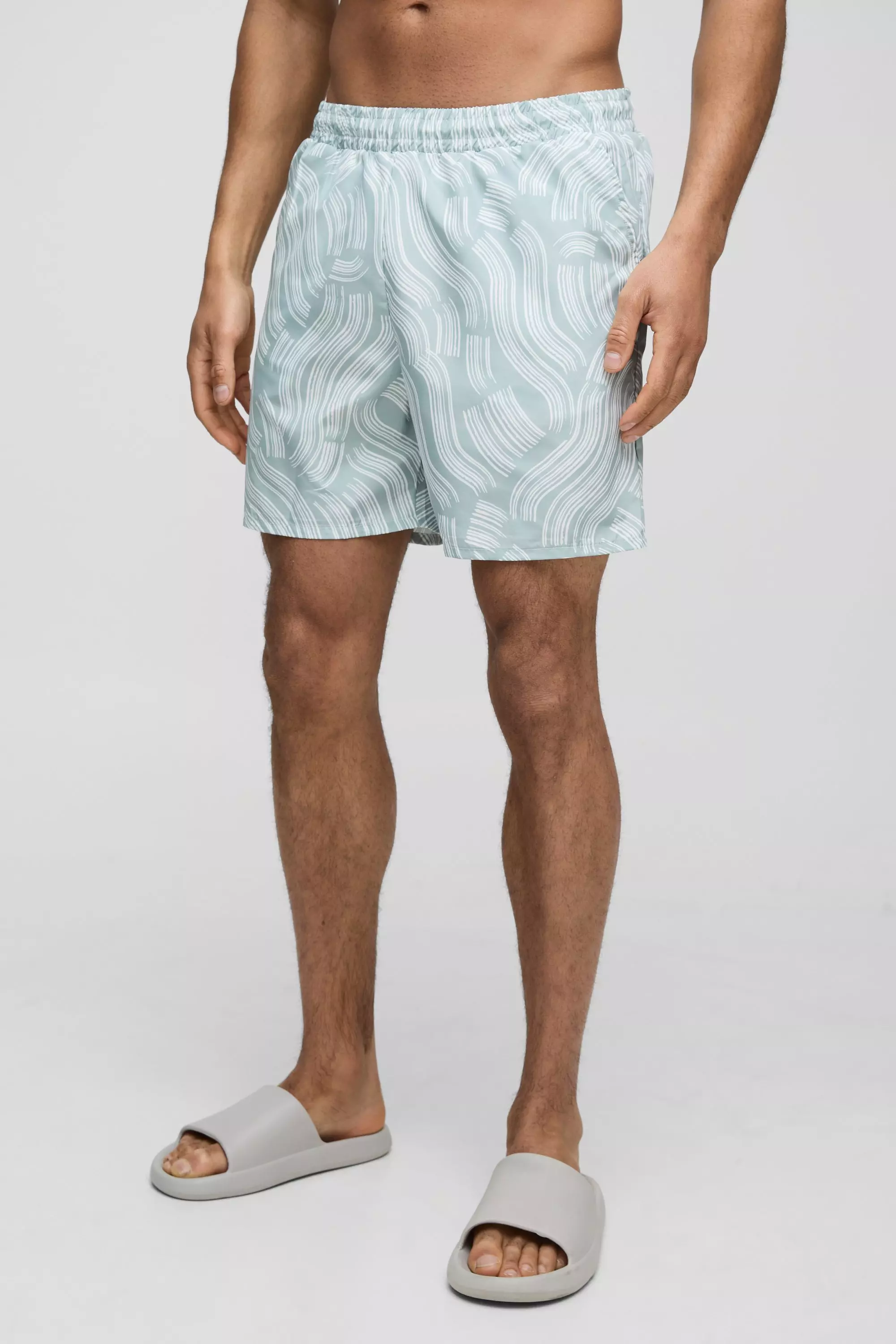 Mint Abstract Printed Mid Length Swim Short alternative image