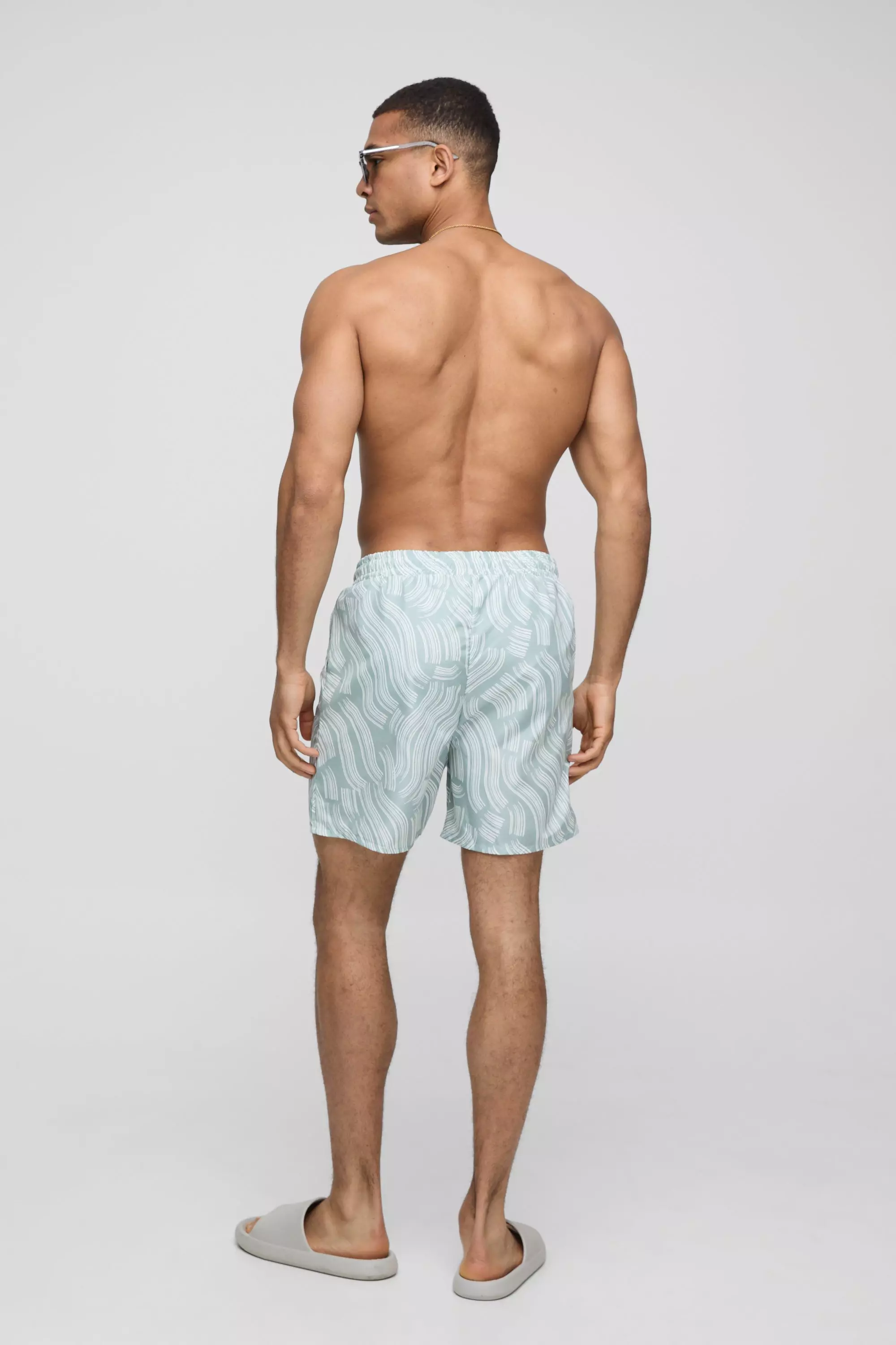 Mint Abstract Printed Mid Length Swim Short alternative image