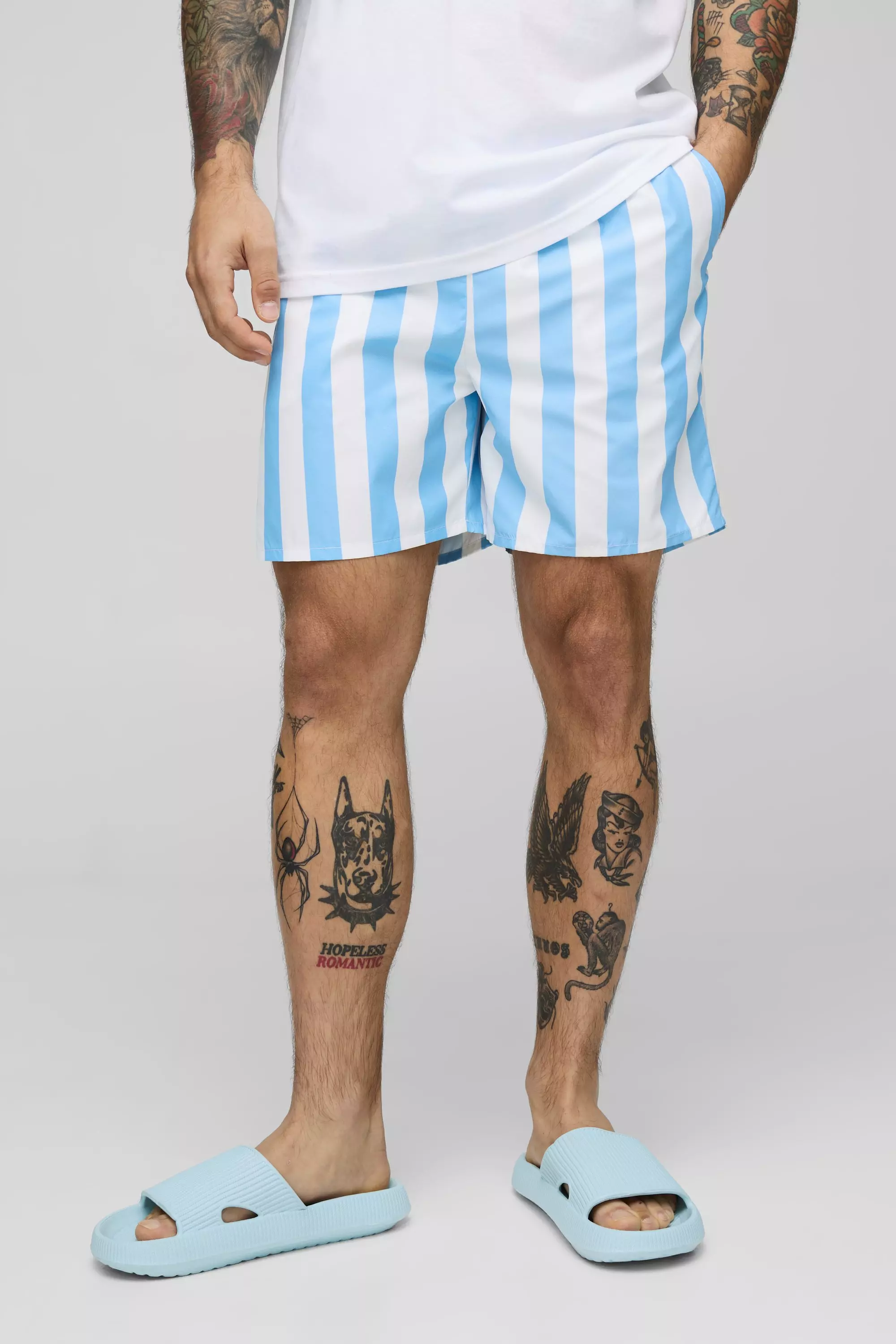 Short de bain mi-long à rayures, Blue autre image