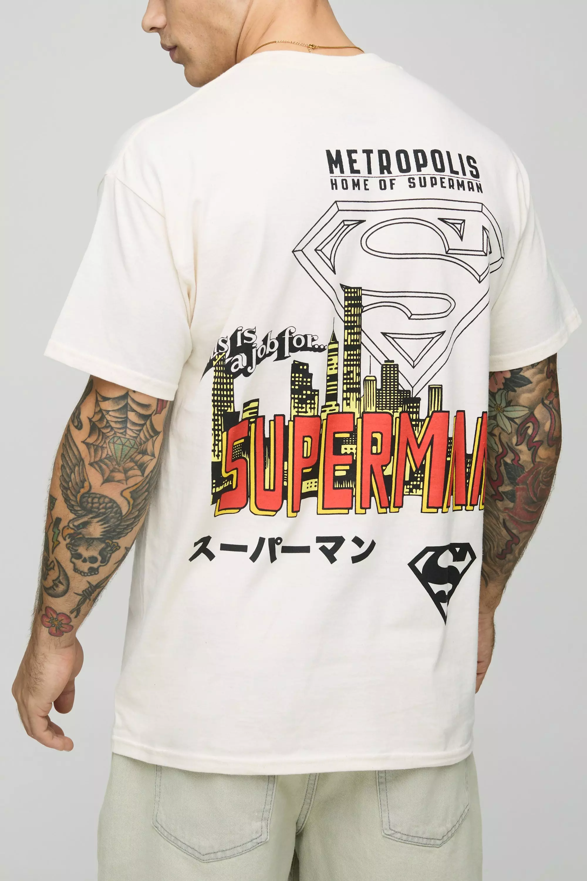 Ecru Oversized Superman License T-Shirt alternative image