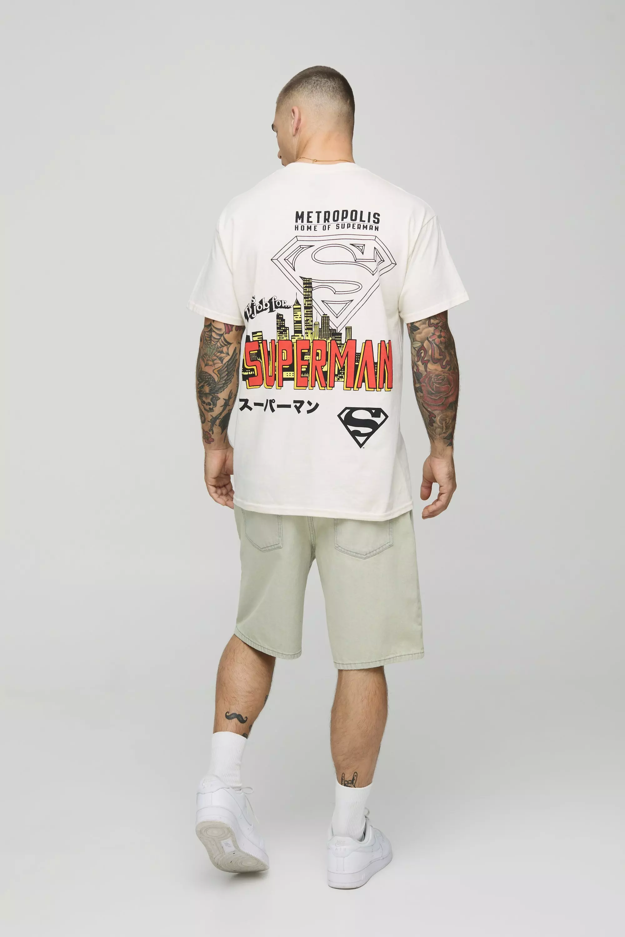 Ecru Oversized Superman License T-Shirt alternative image
