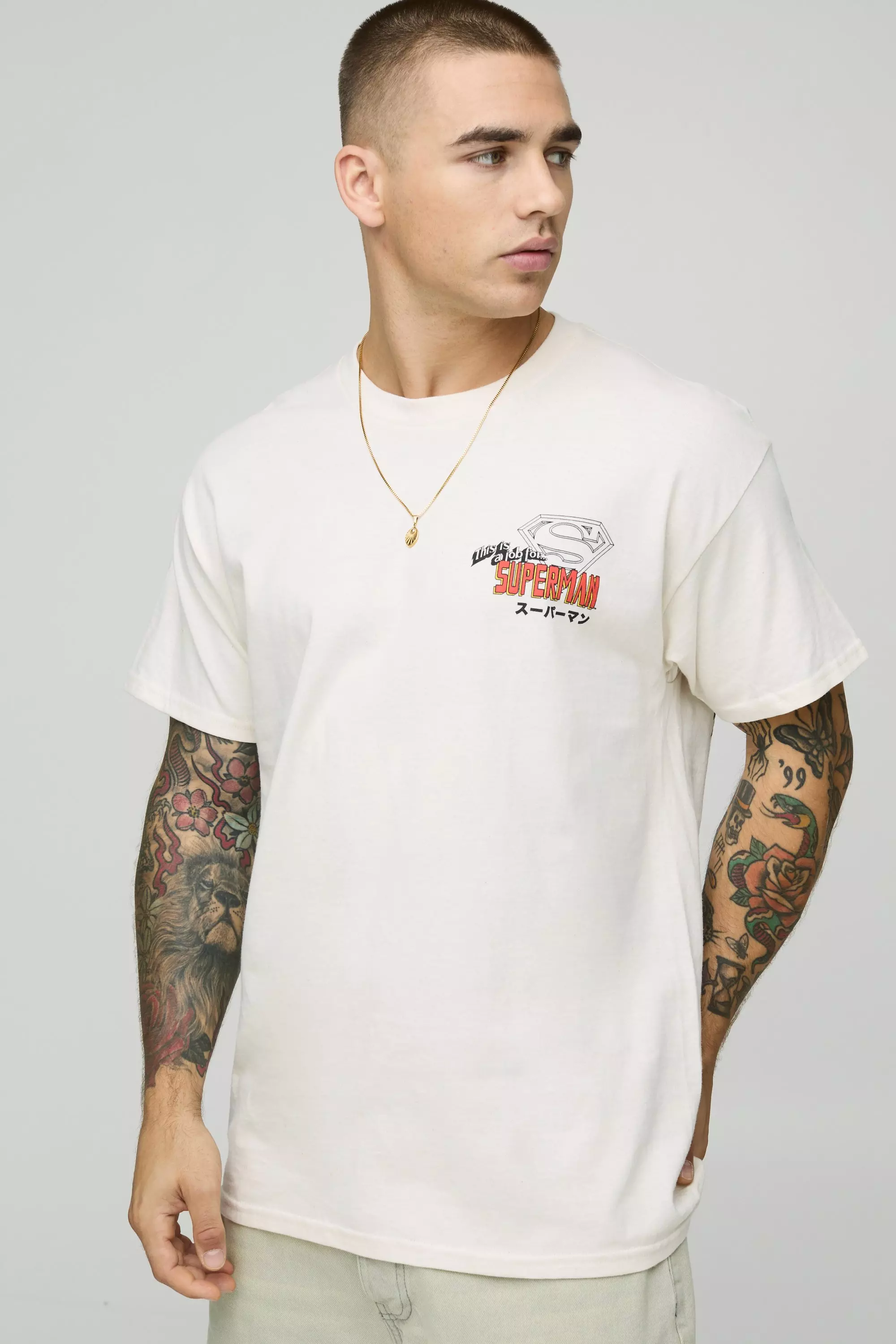 Ecru Oversized Superman License T-Shirt alternative image