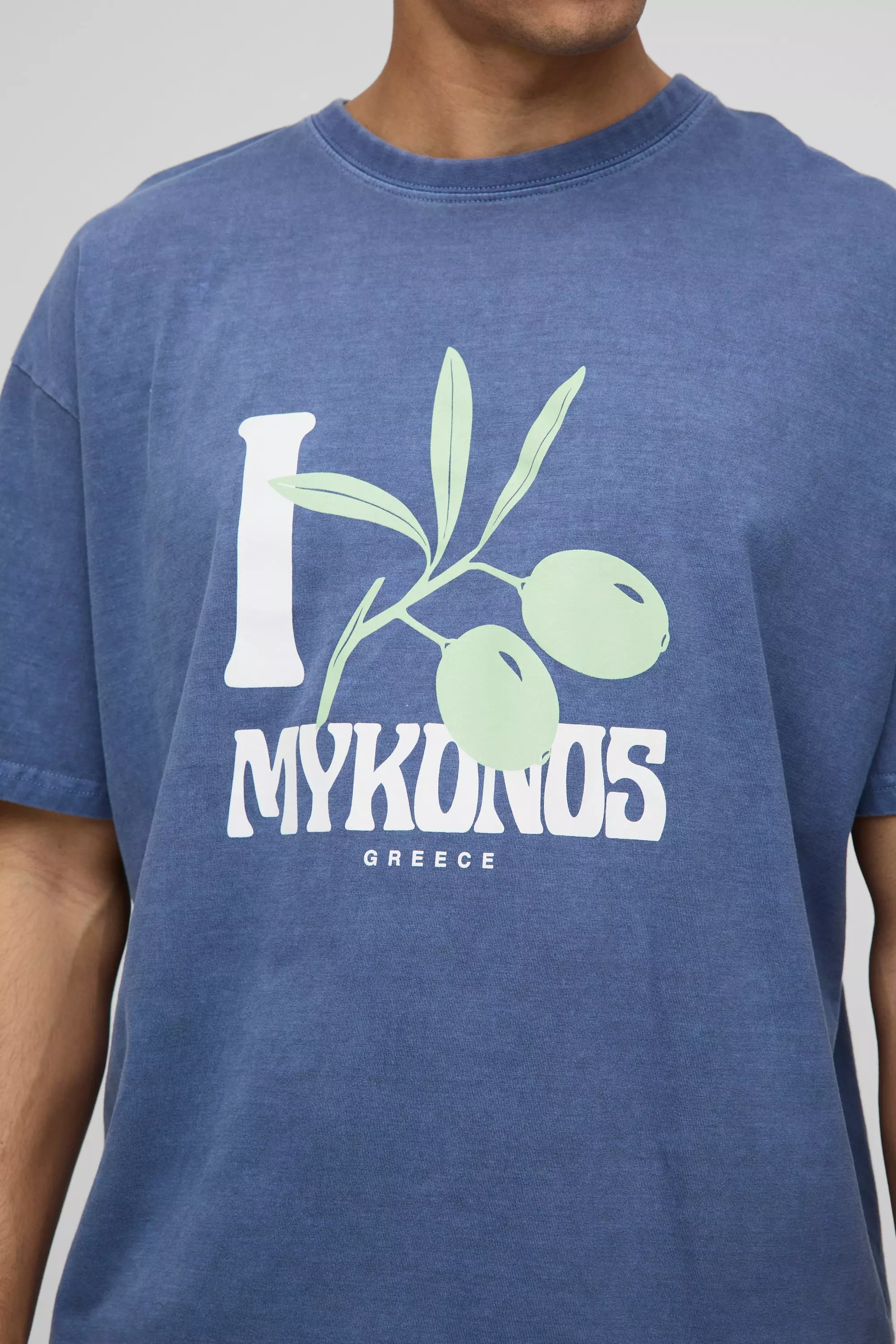 Navy Oversized Mykonos Washed Graphic T Shirt alternative image