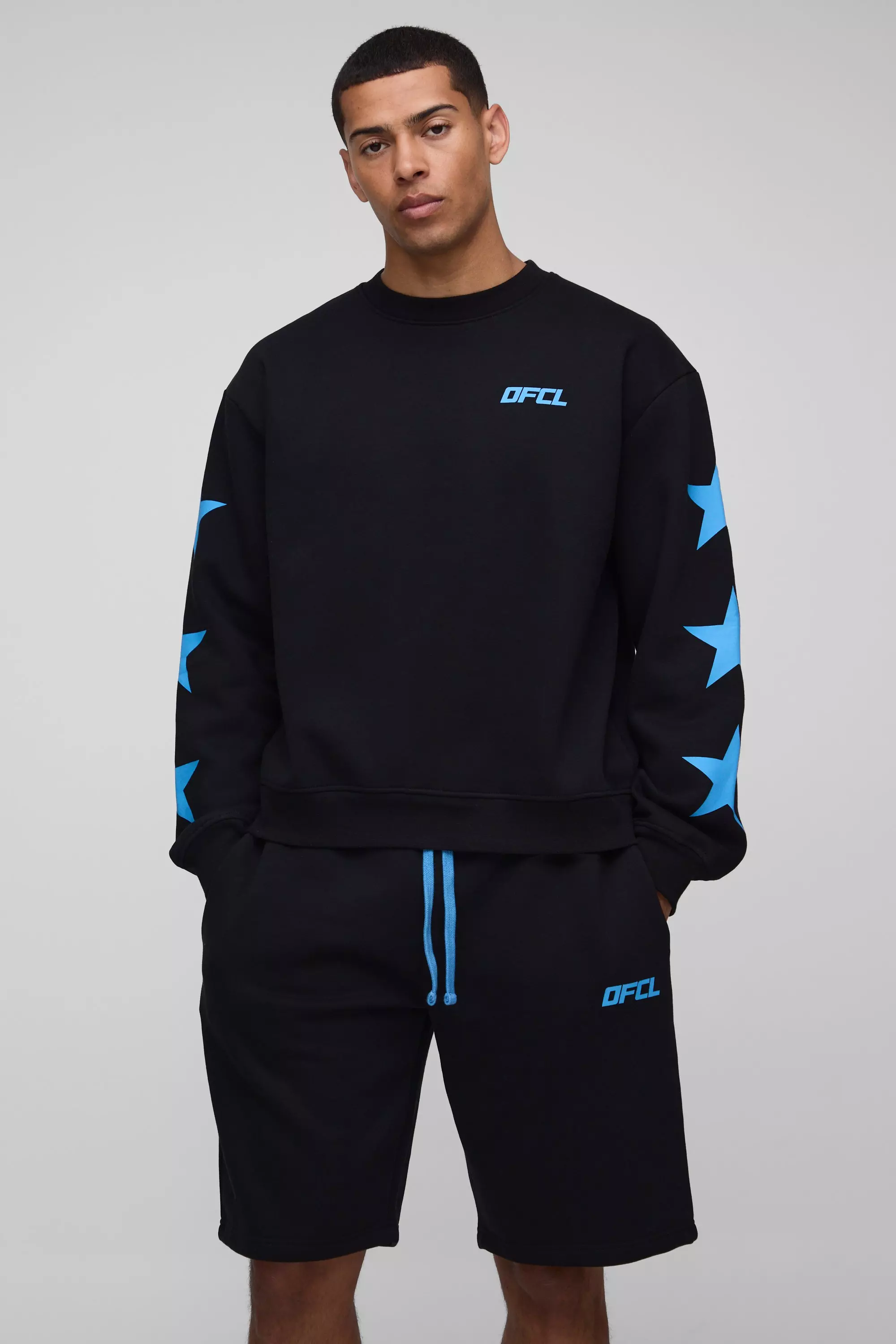 Oversized Thirteen Spray Wash T-Shirt & Short Set Black