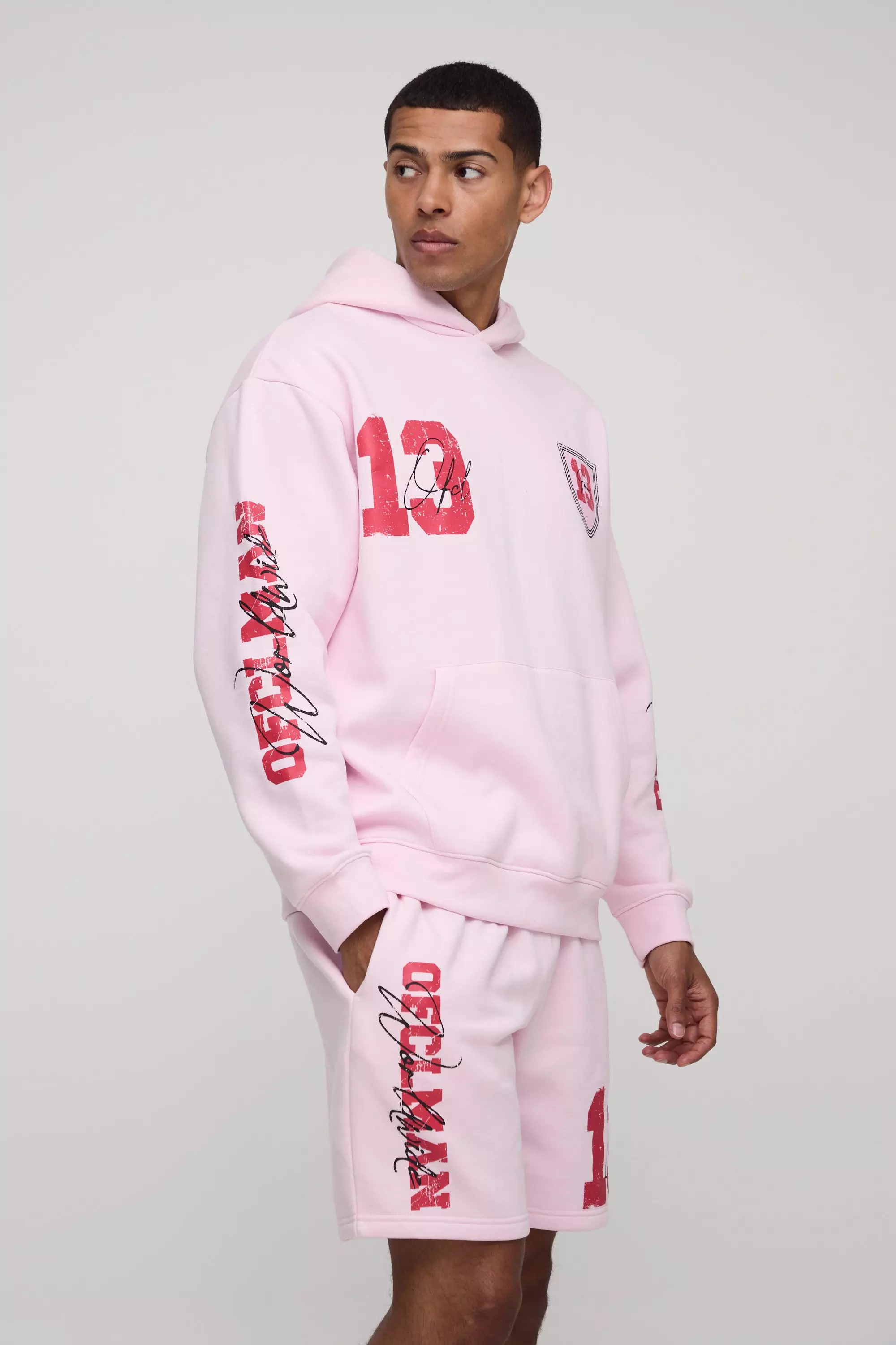 Oversized Ofcl Short Hooded Tracksuit Pink