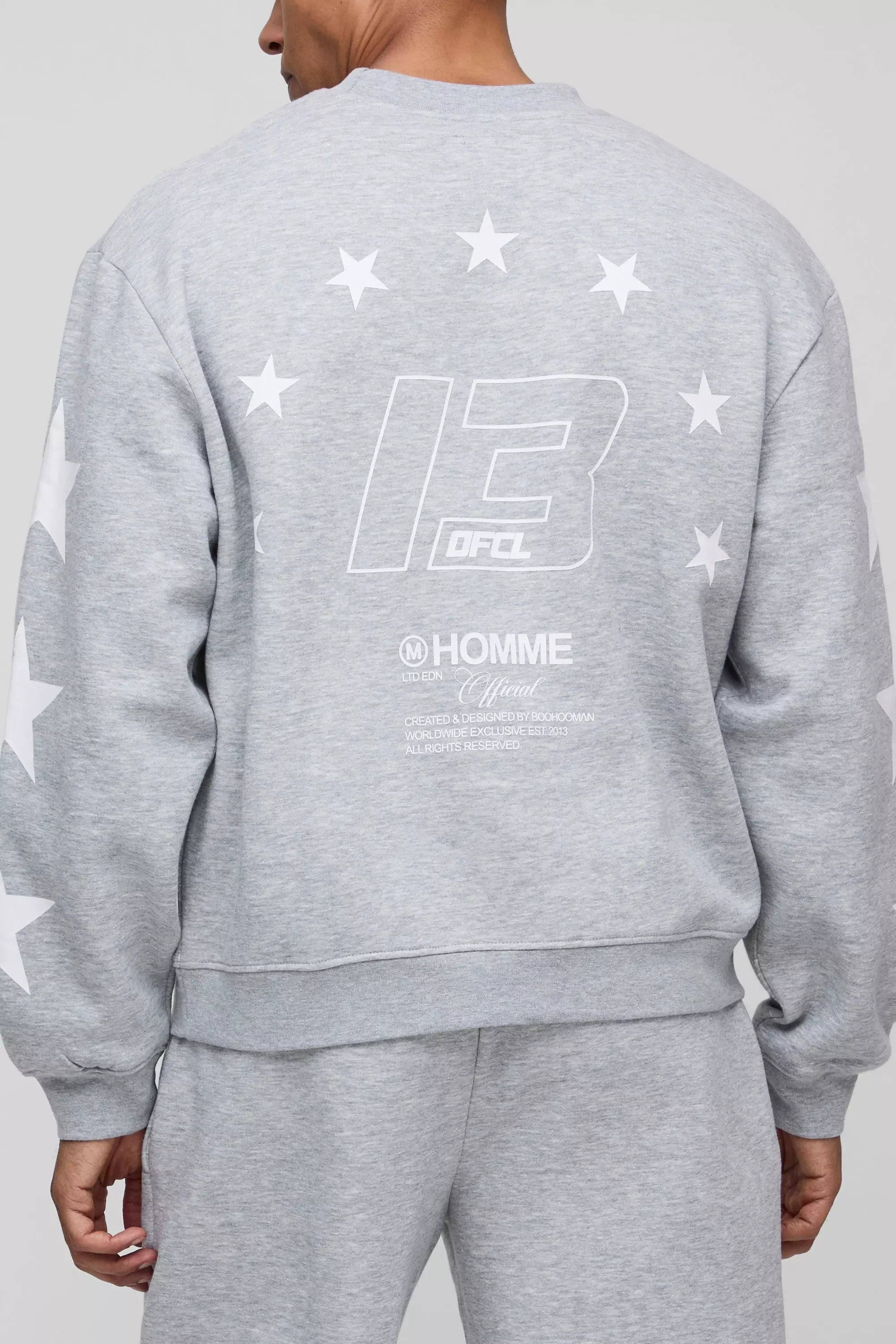 Oversized Boxy Ofcl Star Short Sweatshirt Tracksuit | boohooMAN USA