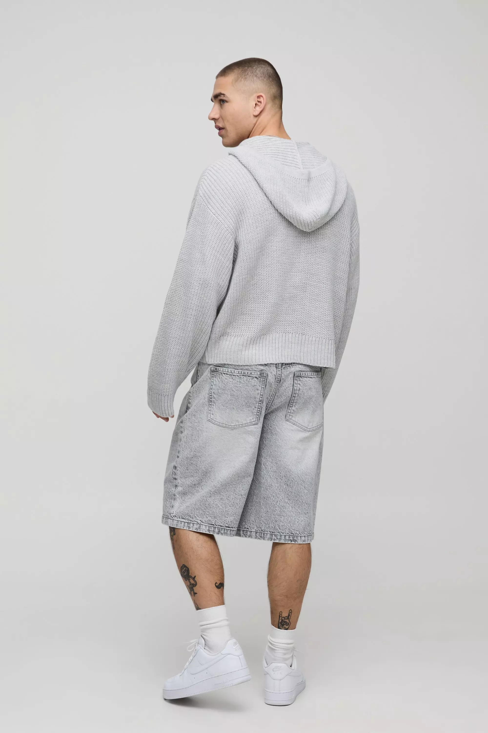 Boxy Fit Knitted Hoodie | boohooMAN USA