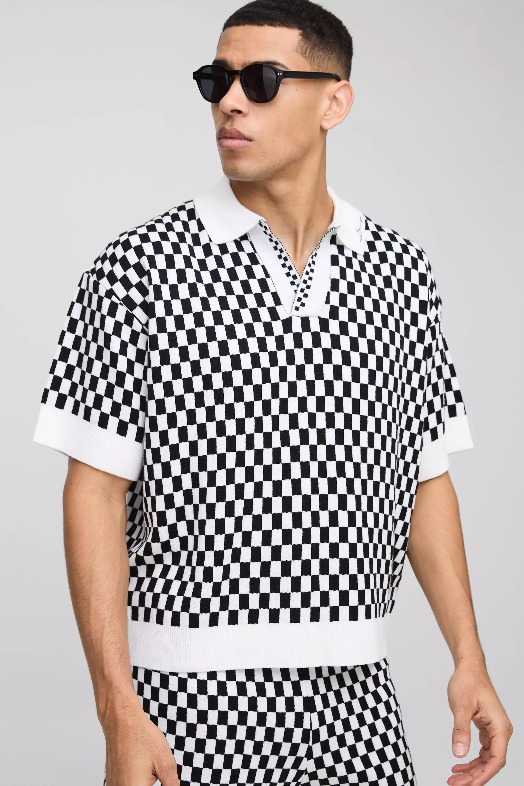 Polo oversize à carreaux - MAN, Black autre image